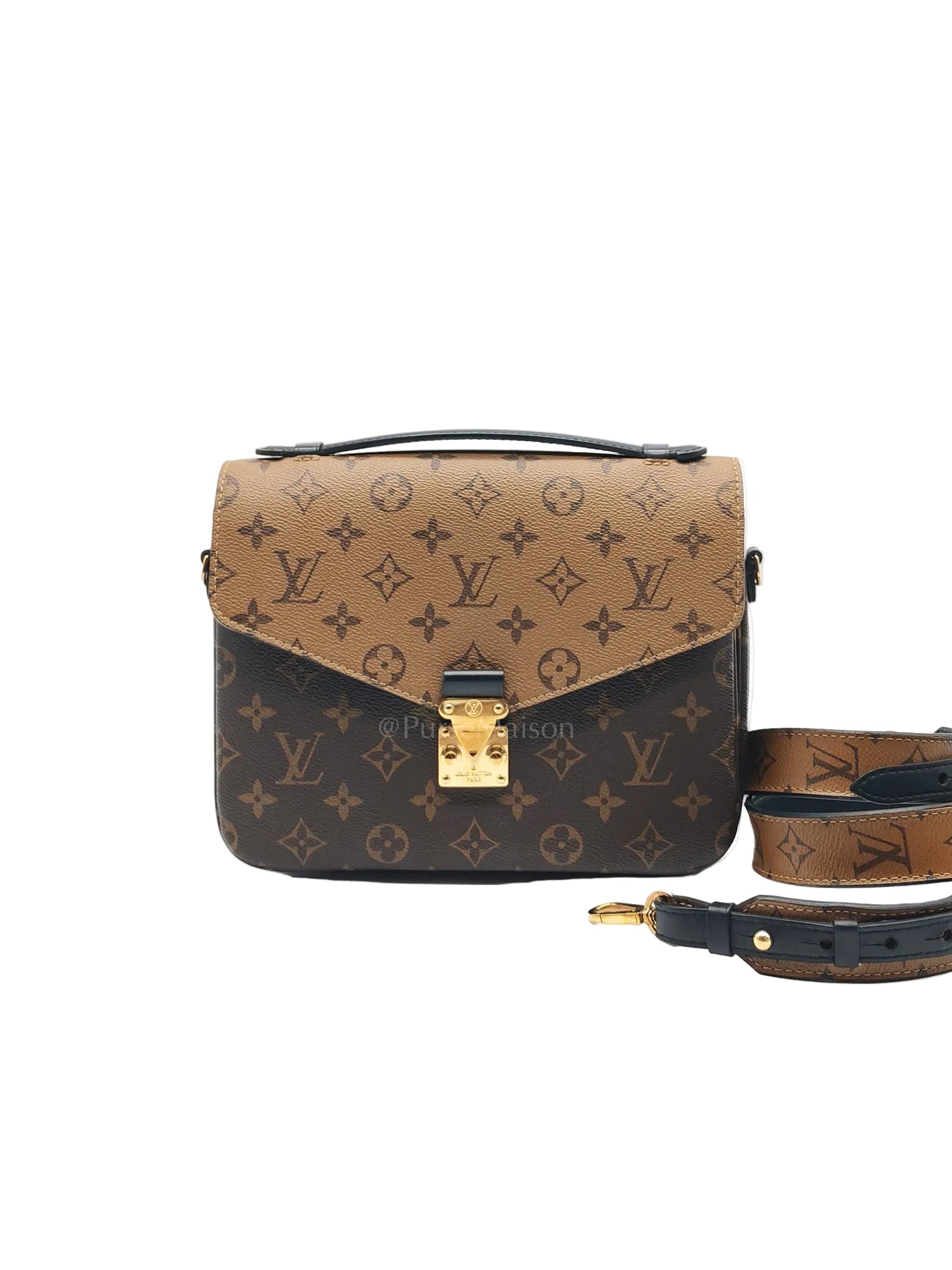 Pochette Metis in Reverse Monogram Canvas & Gold Hardware Microchip | Purse Maison Luxury Bags Shop