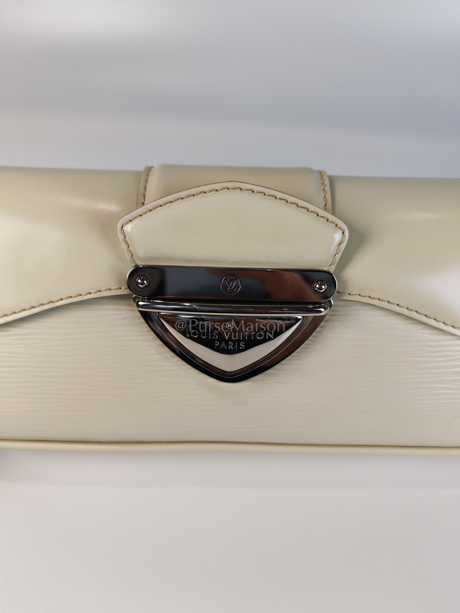 Pochette Montaigne In Cream Epi Leather Clutch Shoulder Bag (Date Code: TJ1170) | Purse Maison Luxury Bags Shop