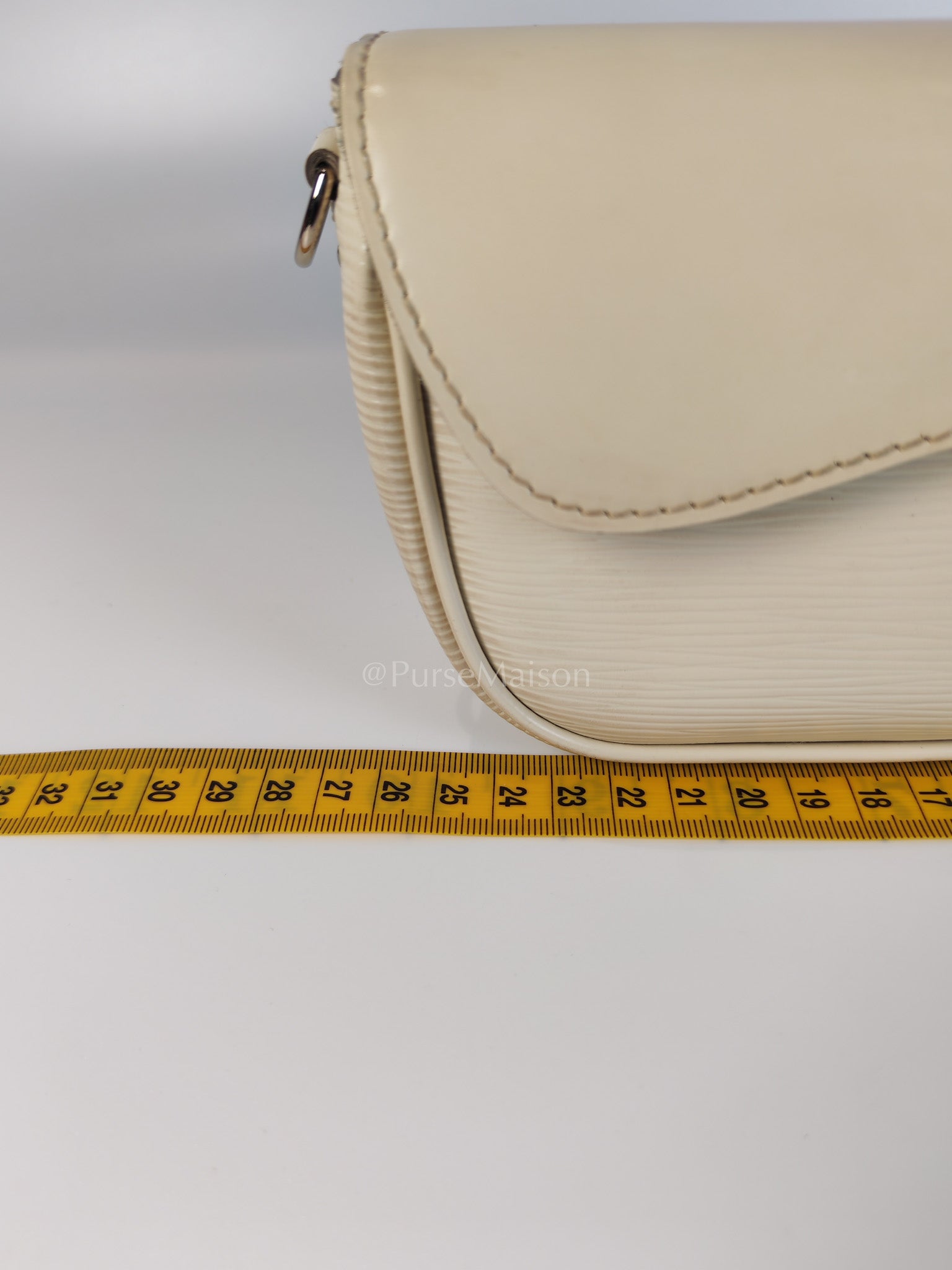 Pochette Montaigne In Cream Epi Leather Clutch Shoulder Bag (Date Code: TJ1170) | Purse Maison Luxury Bags Shop