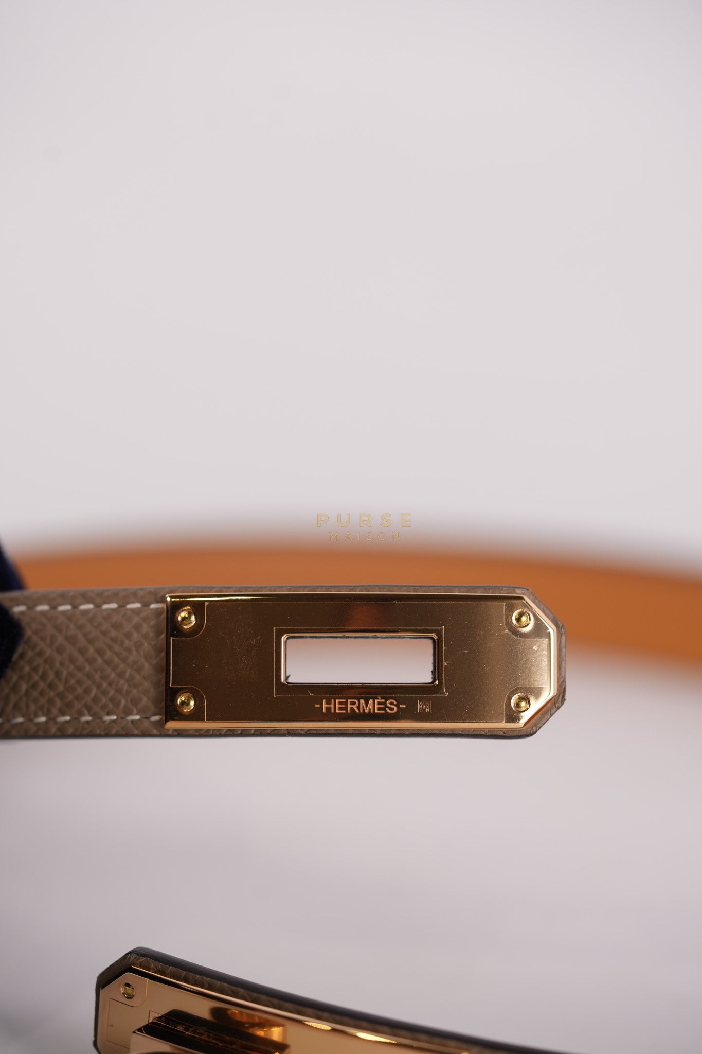 Kelly Belt Etoupe Epsom Leather in Rose Gold Hardware Stamp W(2024)