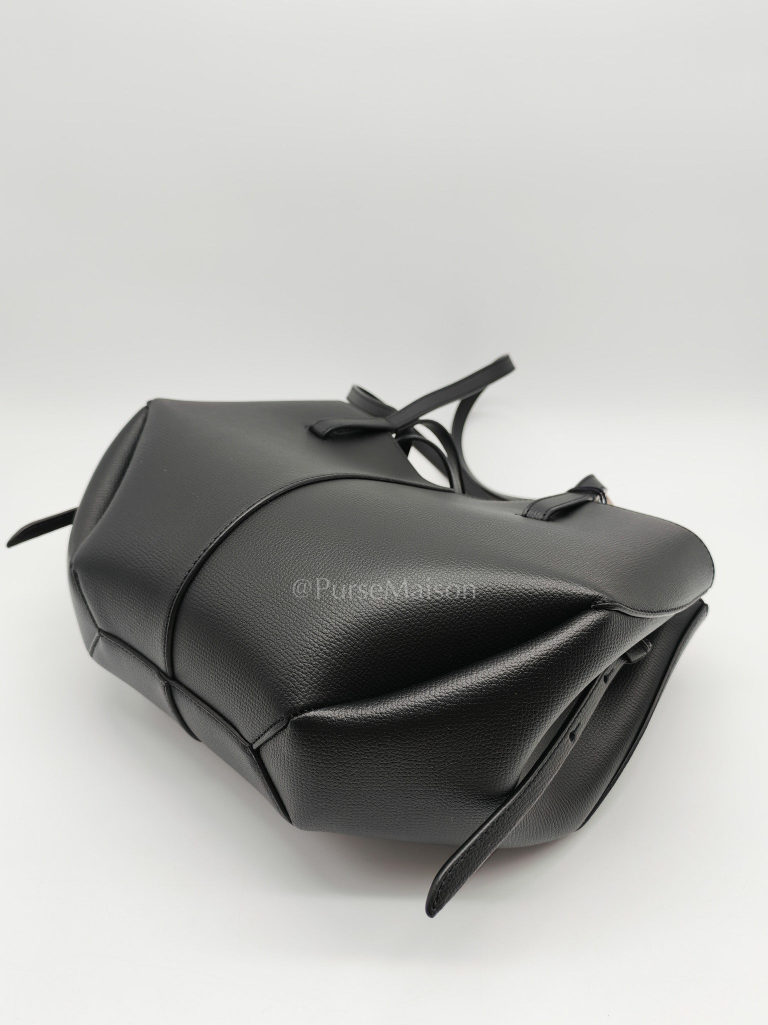 Cyme Mini in Black Graine Leather and Black Stitiching Tote Bag | Purse Maison Luxury Bags Shop