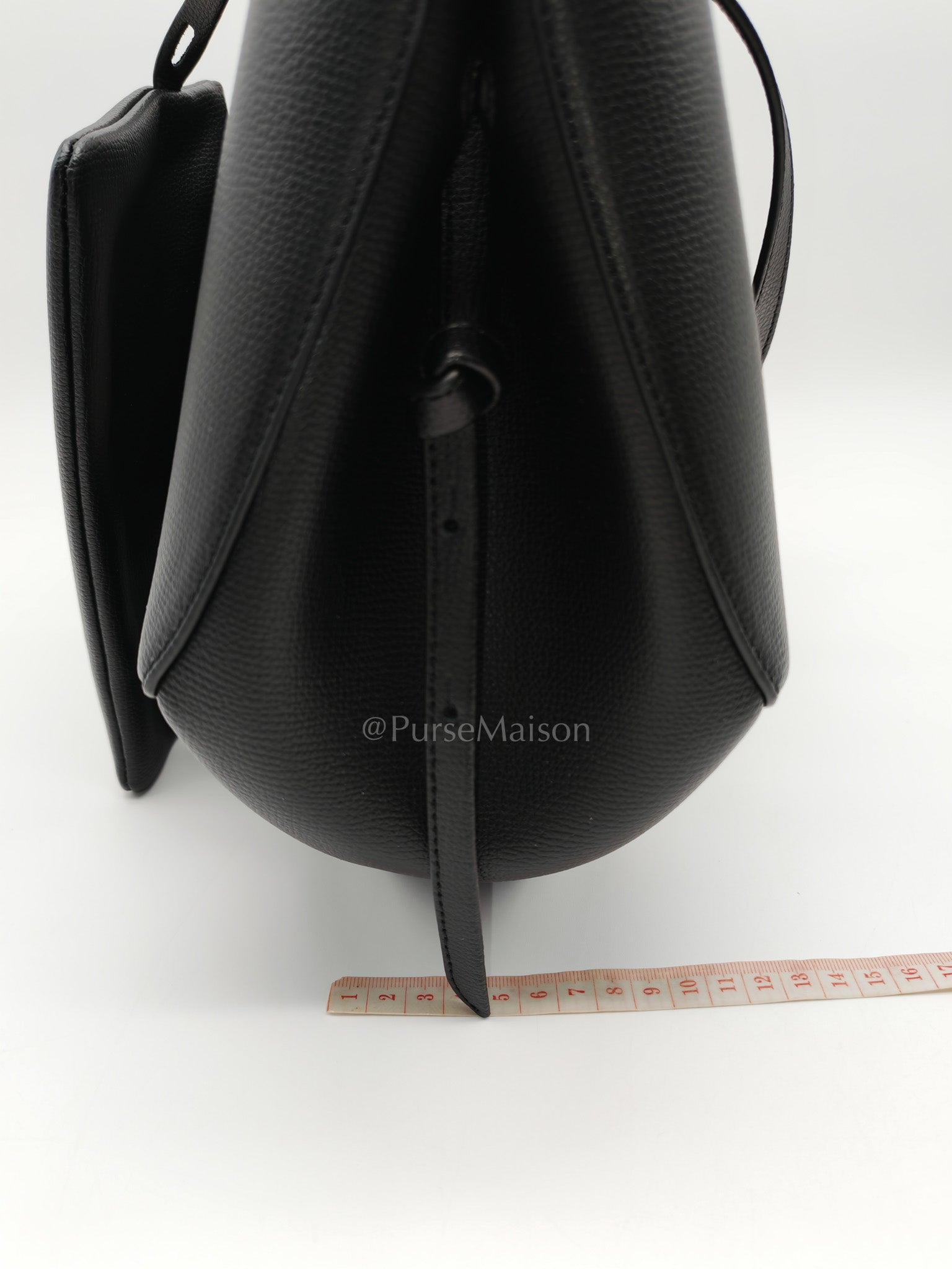 Cyme Mini in Black Graine Leather and Black Stitiching Tote Bag | Purse Maison Luxury Bags Shop