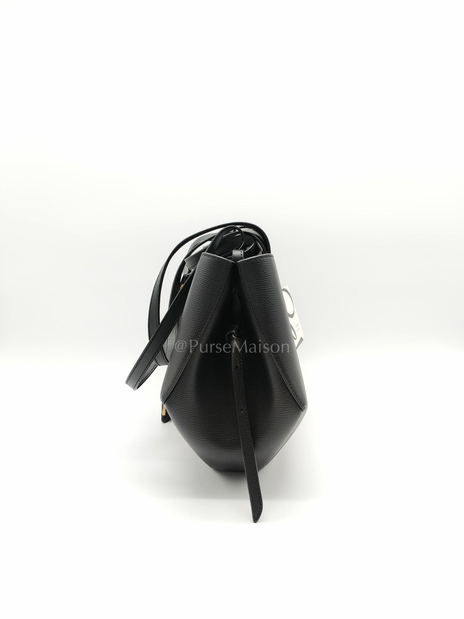 Cyme Mini in Black Graine Leather and Black Stitiching Tote Bag | Purse Maison Luxury Bags Shop