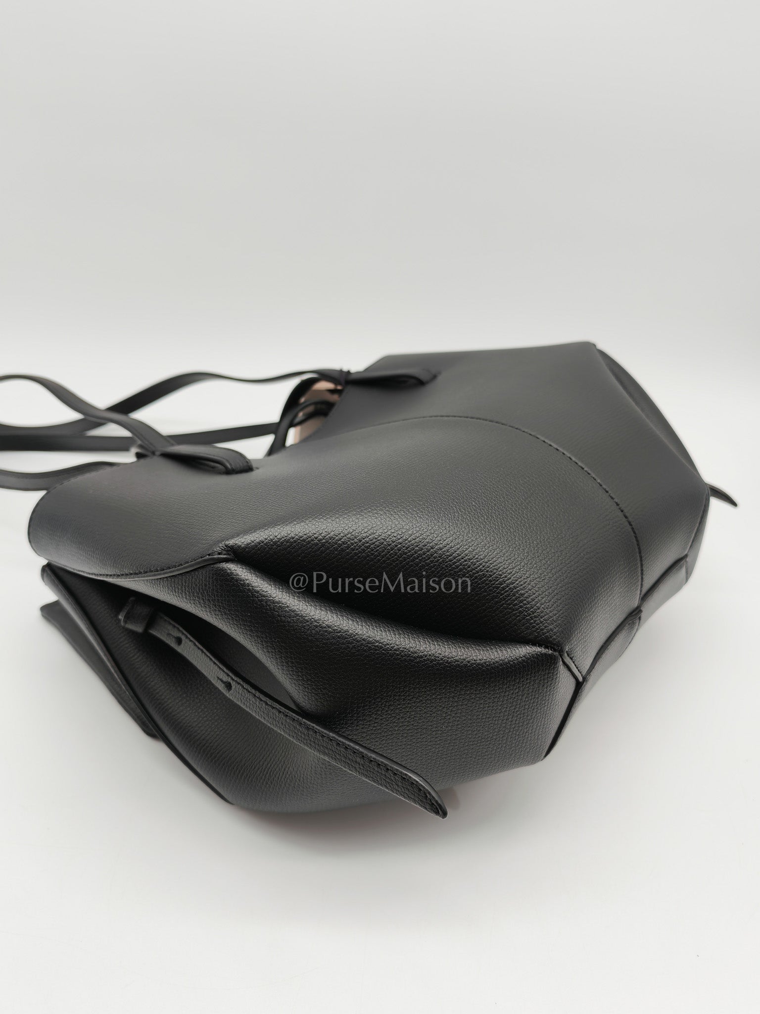 Cyme Mini in Black Graine Leather and Black Stitiching Tote Bag | Purse Maison Luxury Bags Shop