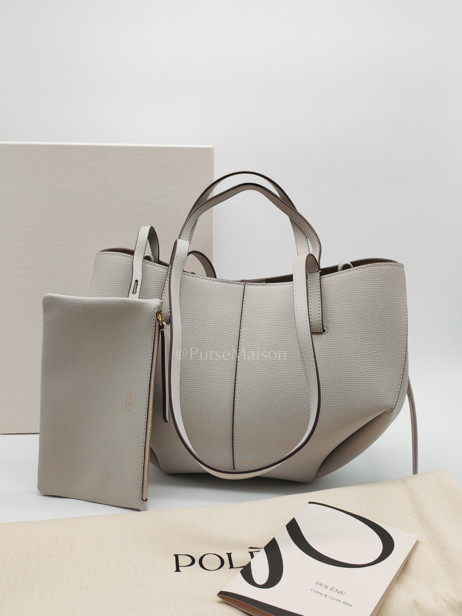 Cyme Mini in Mist Graine Leather Tote Bag | Purse Maison Luxury Bags Shop