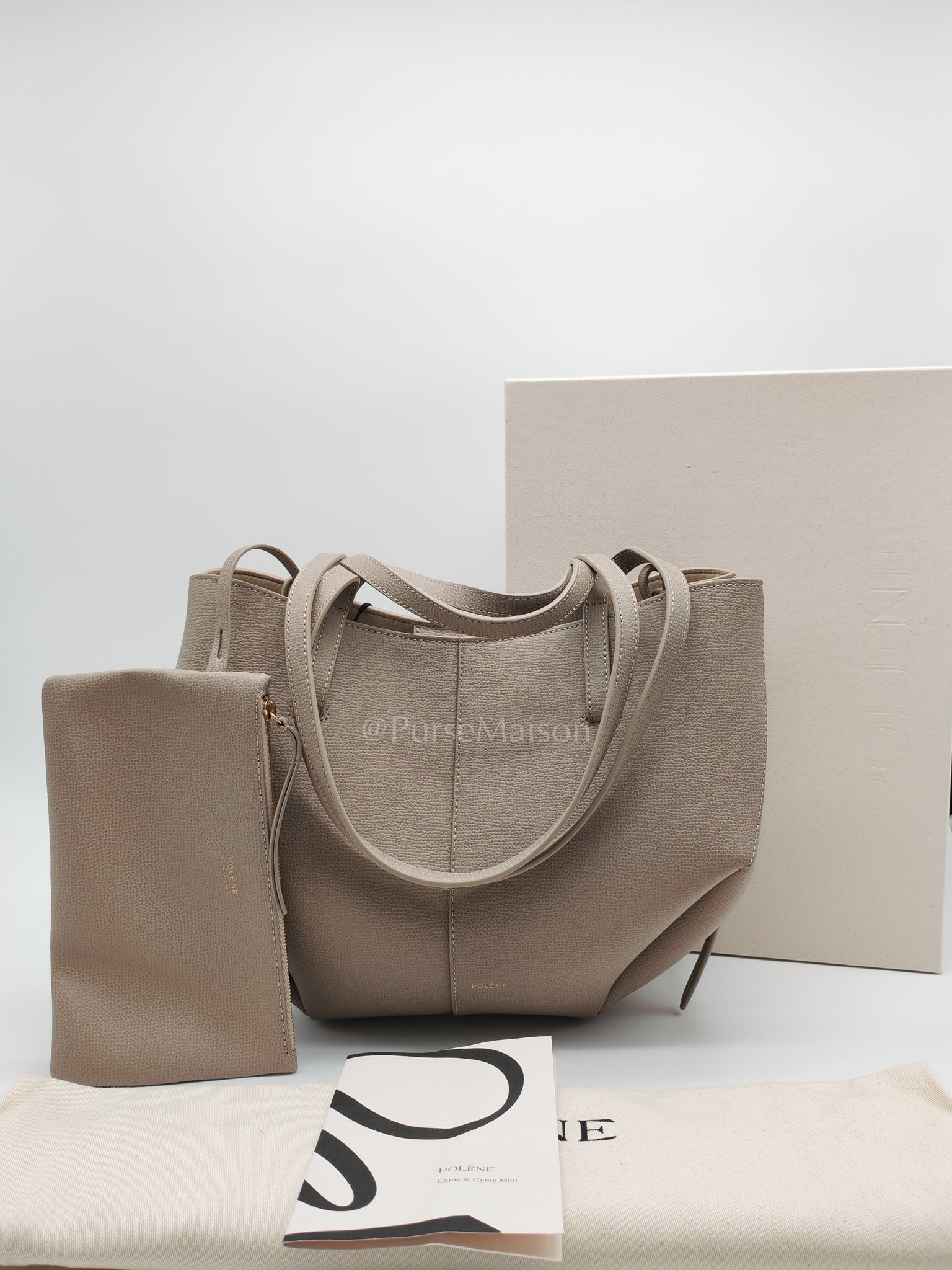 Cyme Mini in Taupe Graine Leather Tote Bag | Purse Maison Luxury Bags Shop