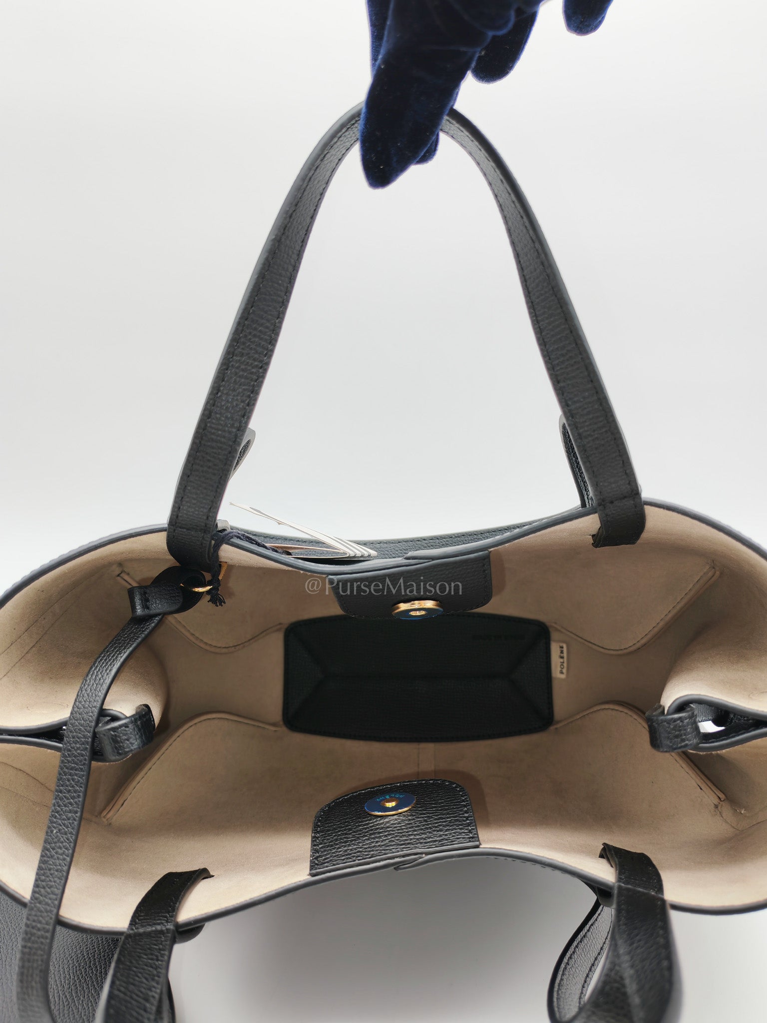 Polene Mini Cyme Black Graine Leather | Purse Maison Luxury Bags Shop