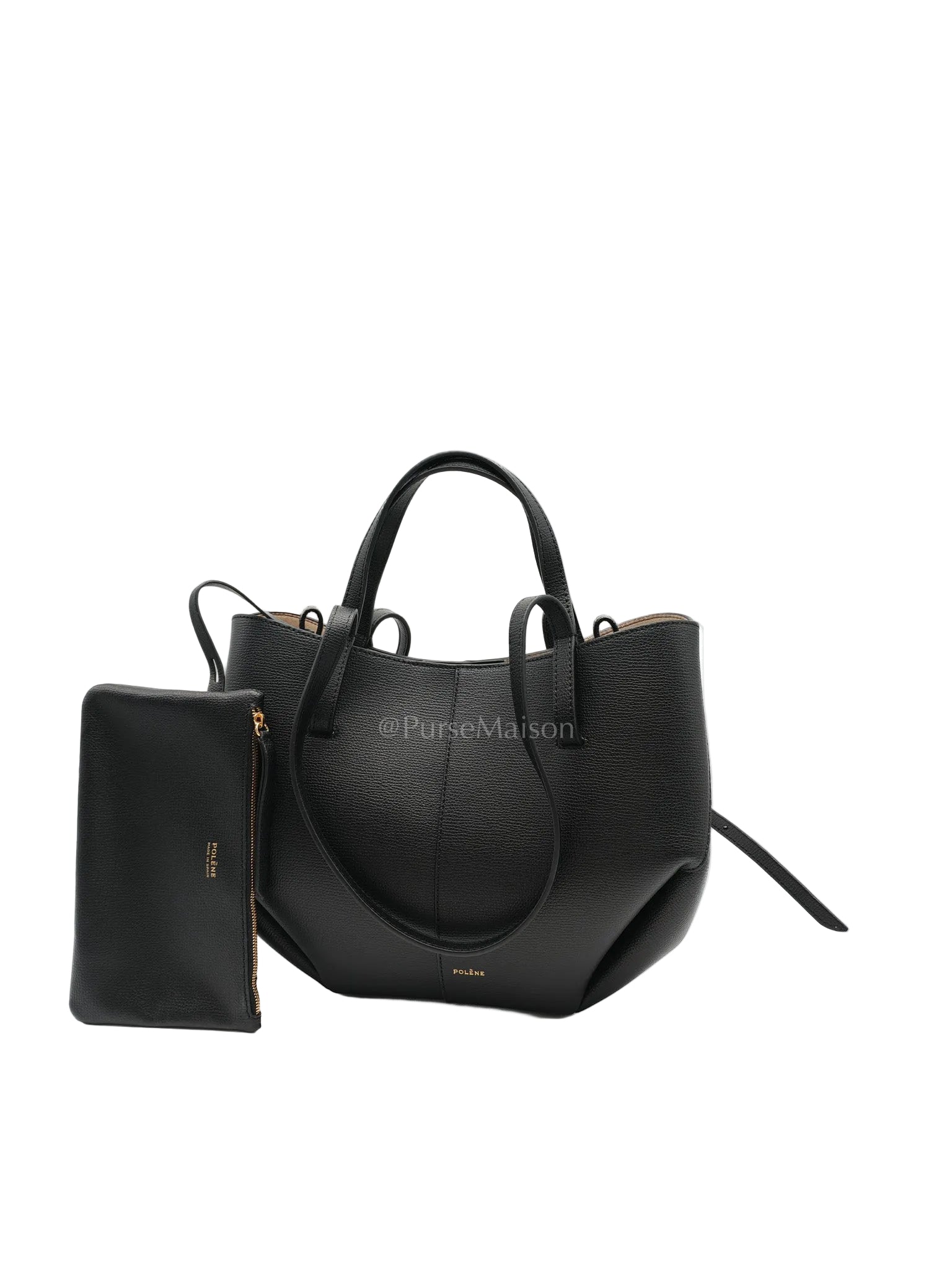Polene Mini Cyme Black Graine Leather | Purse Maison Luxury Bags Shop