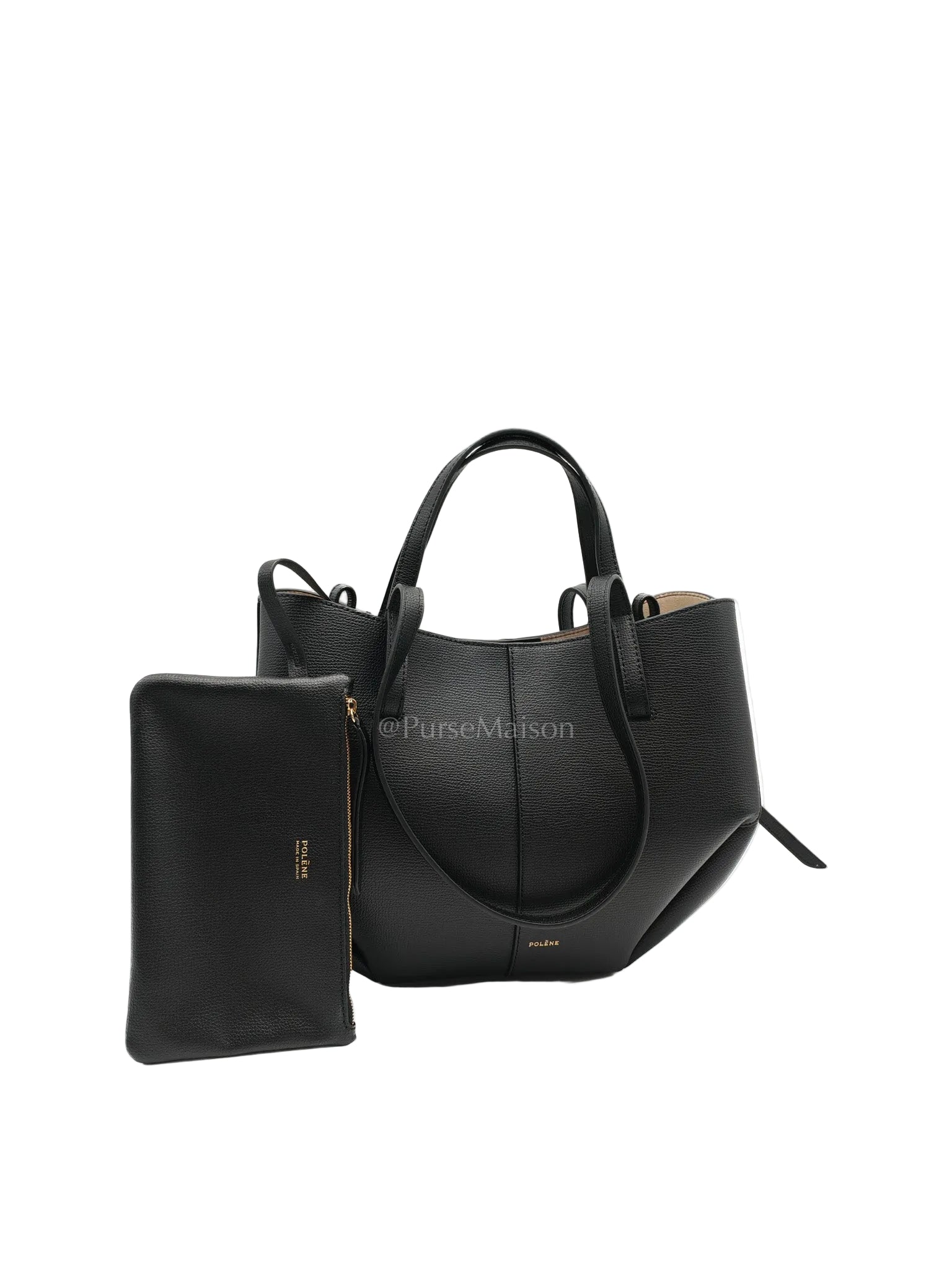 Polene Mini Cyme Black Graine Leather | Purse Maison Luxury Bags Shop