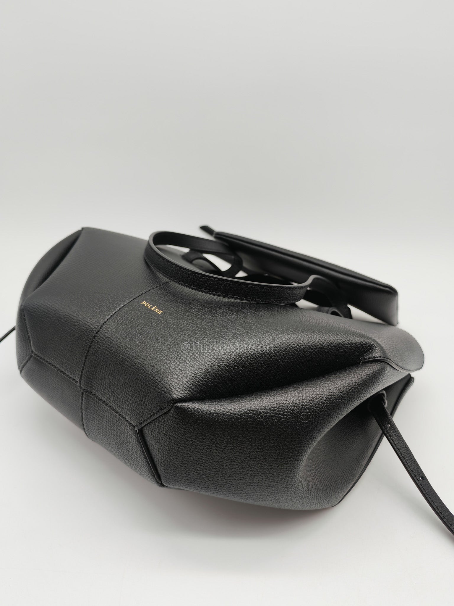 Polene Mini Cyme Black Graine Leather | Purse Maison Luxury Bags Shop
