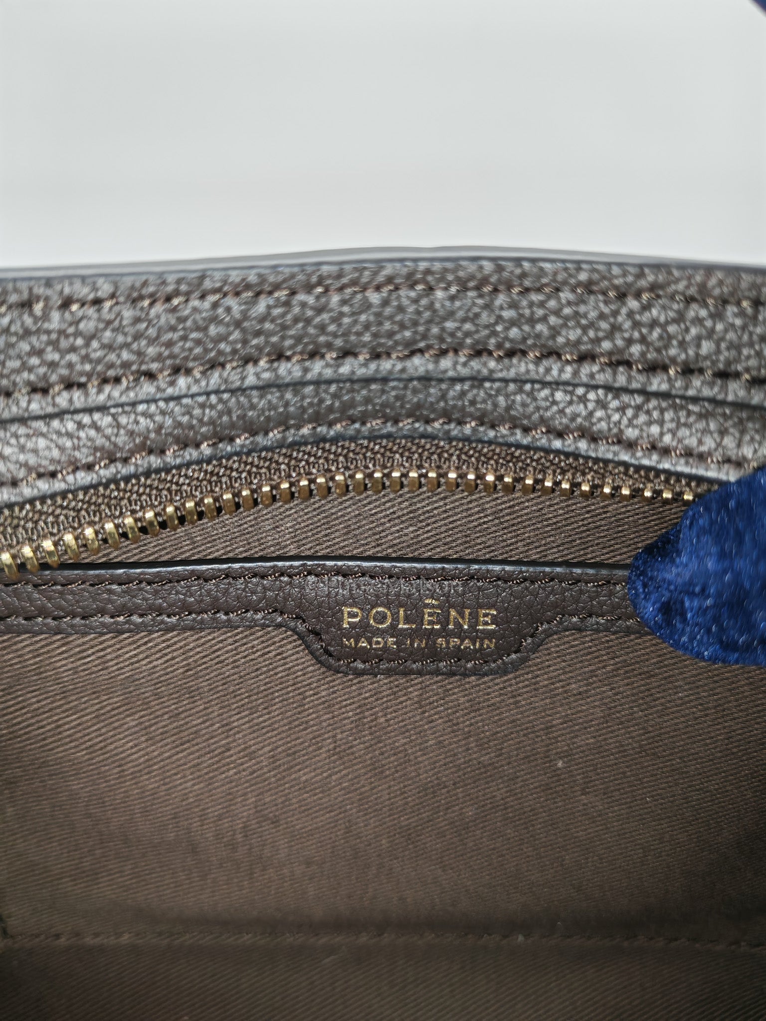 Polene Neuf East West Ebony Graine Leather | Purse Maison Luxury Bags Shop