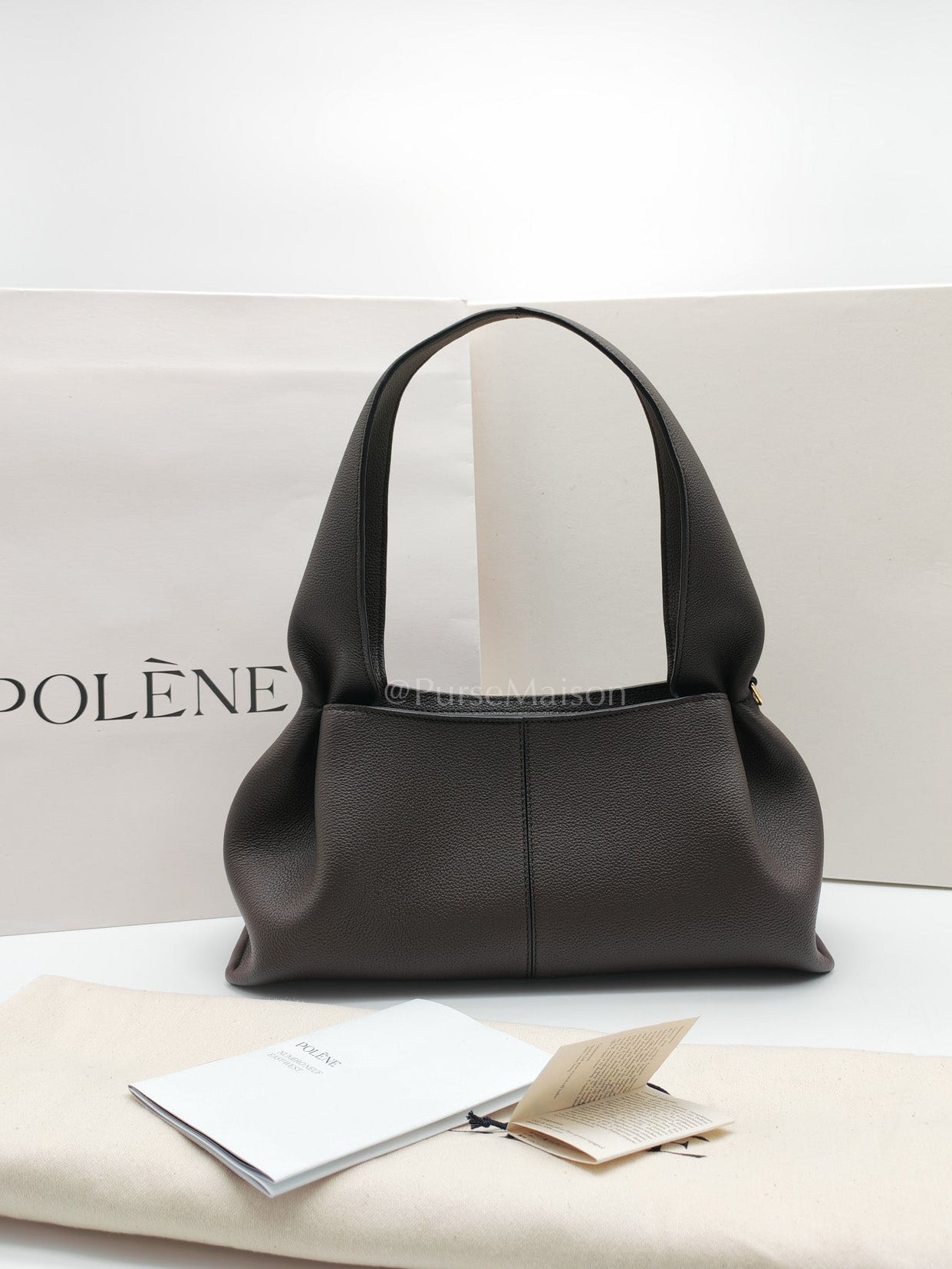 Polene Neuf East West Ebony Graine Leather | Purse Maison Luxury Bags Shop