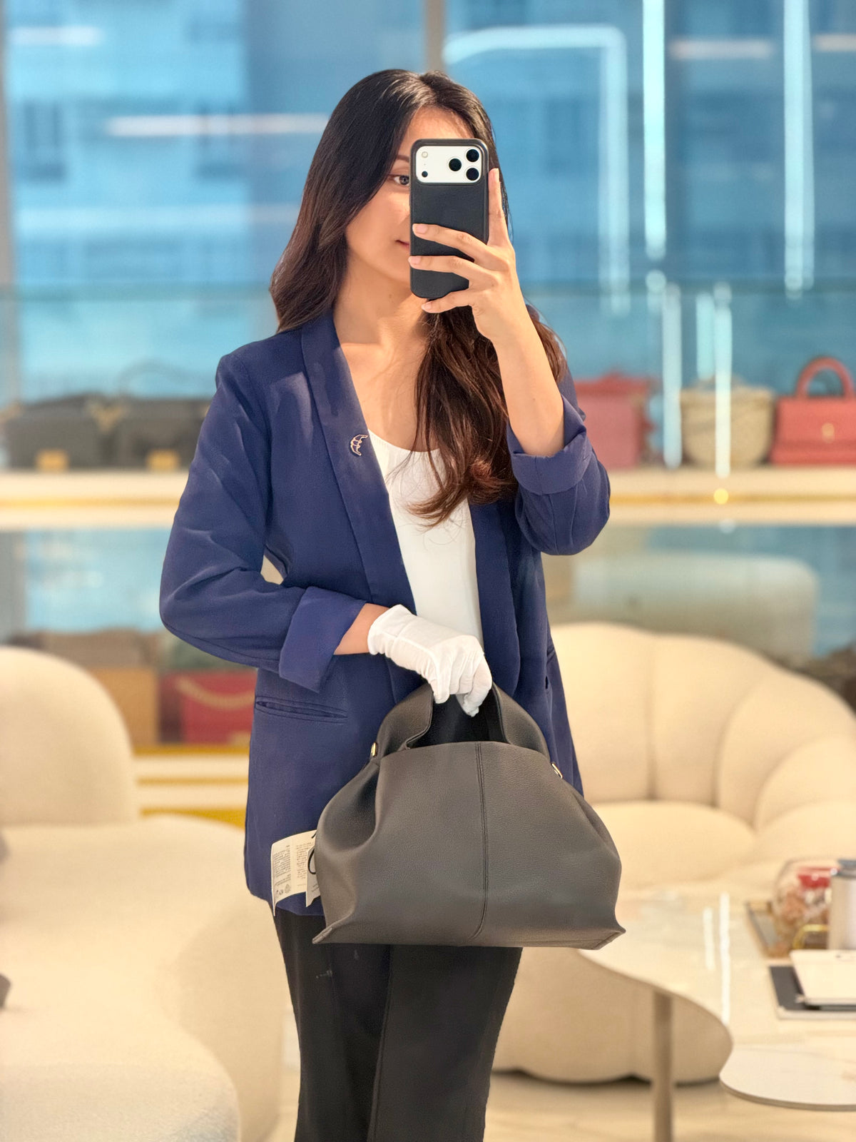 Polene Numero Neuf in Black Graine Leather Shoulder Bag | Purse Maison Luxury Bags Shop