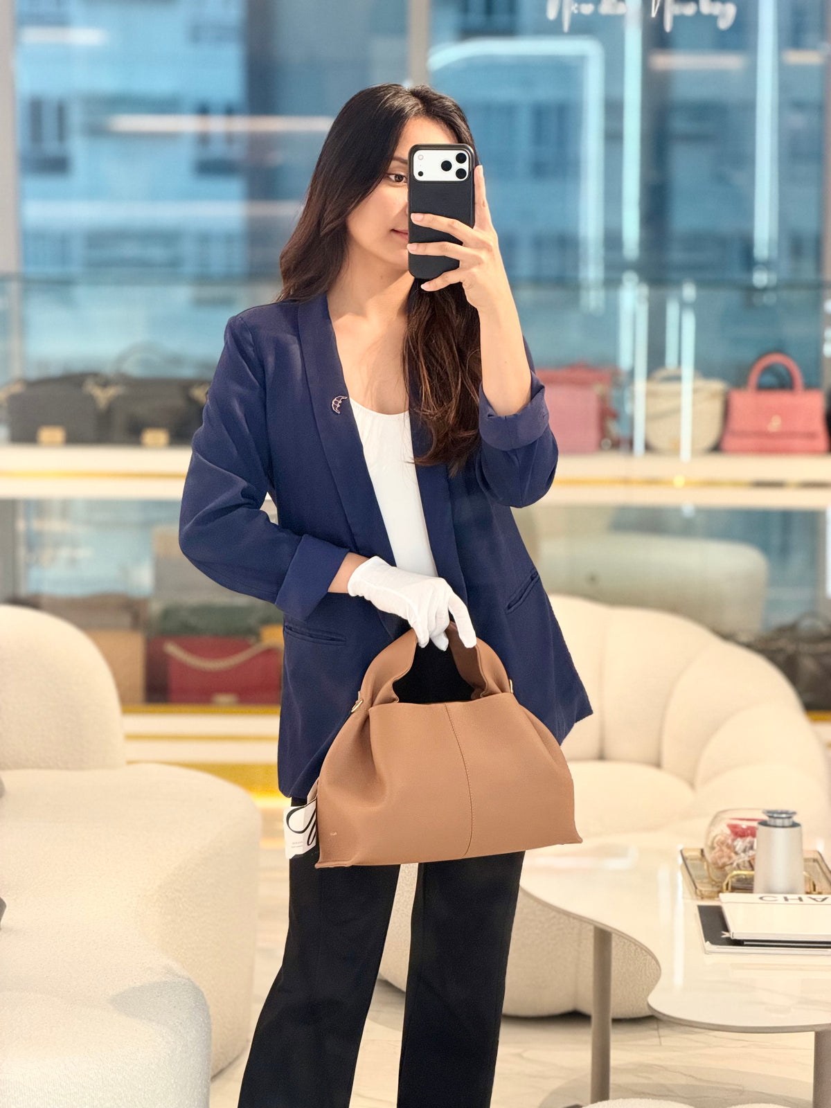 Polene Numero Neuf in Camel Graine Leather | Purse Maison Luxury Bags Shop