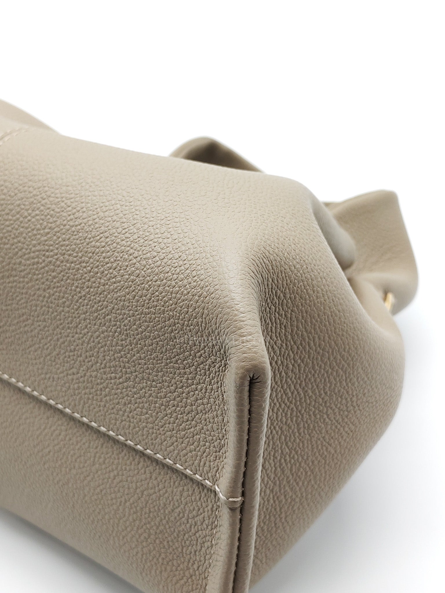 Numero Neuf Mini Bag in Taupe Grained Calfskin Leather & Light Gold Hardware | Purse Maison Luxury Bags Shop