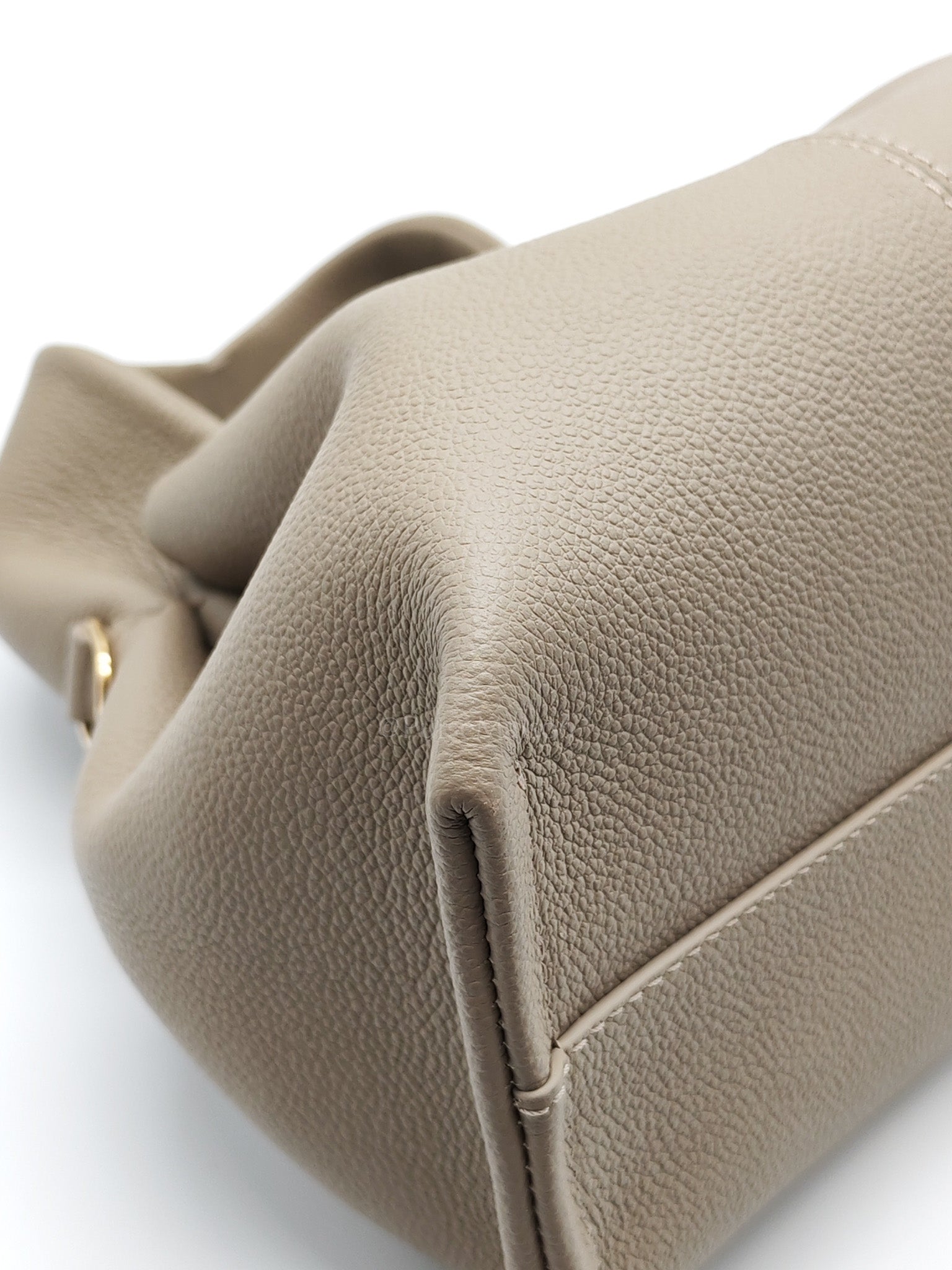 Numero Neuf Mini Bag in Taupe Grained Calfskin Leather & Light Gold Hardware | Purse Maison Luxury Bags Shop
