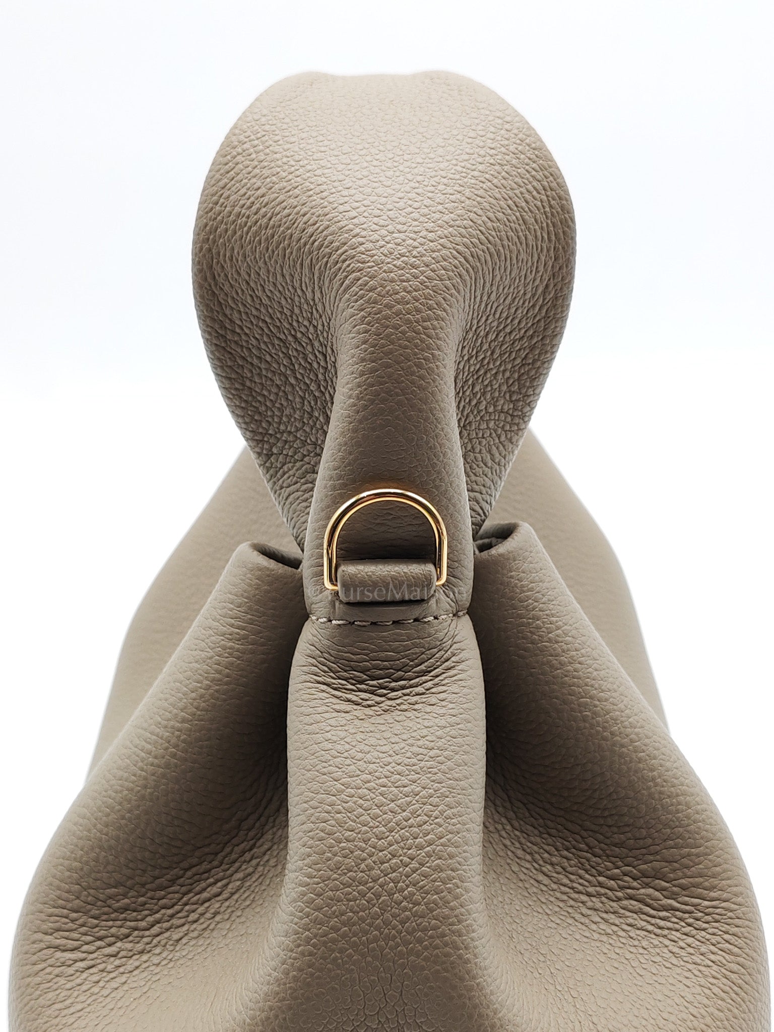 Numero Neuf Mini Bag in Taupe Grained Calfskin Leather & Light Gold Hardware | Purse Maison Luxury Bags Shop