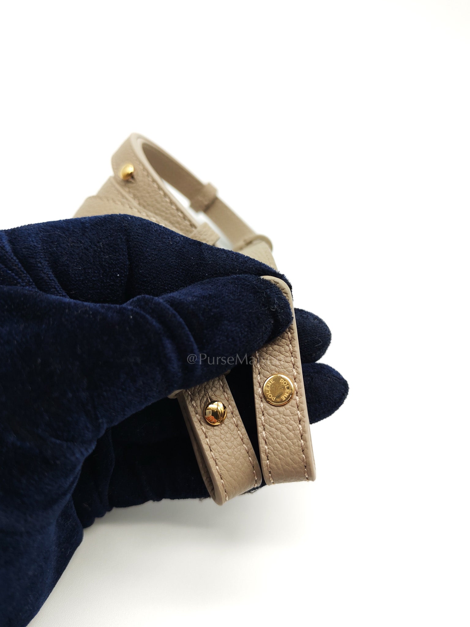 Numero Neuf Mini Bag in Taupe Grained Calfskin Leather & Light Gold Hardware | Purse Maison Luxury Bags Shop