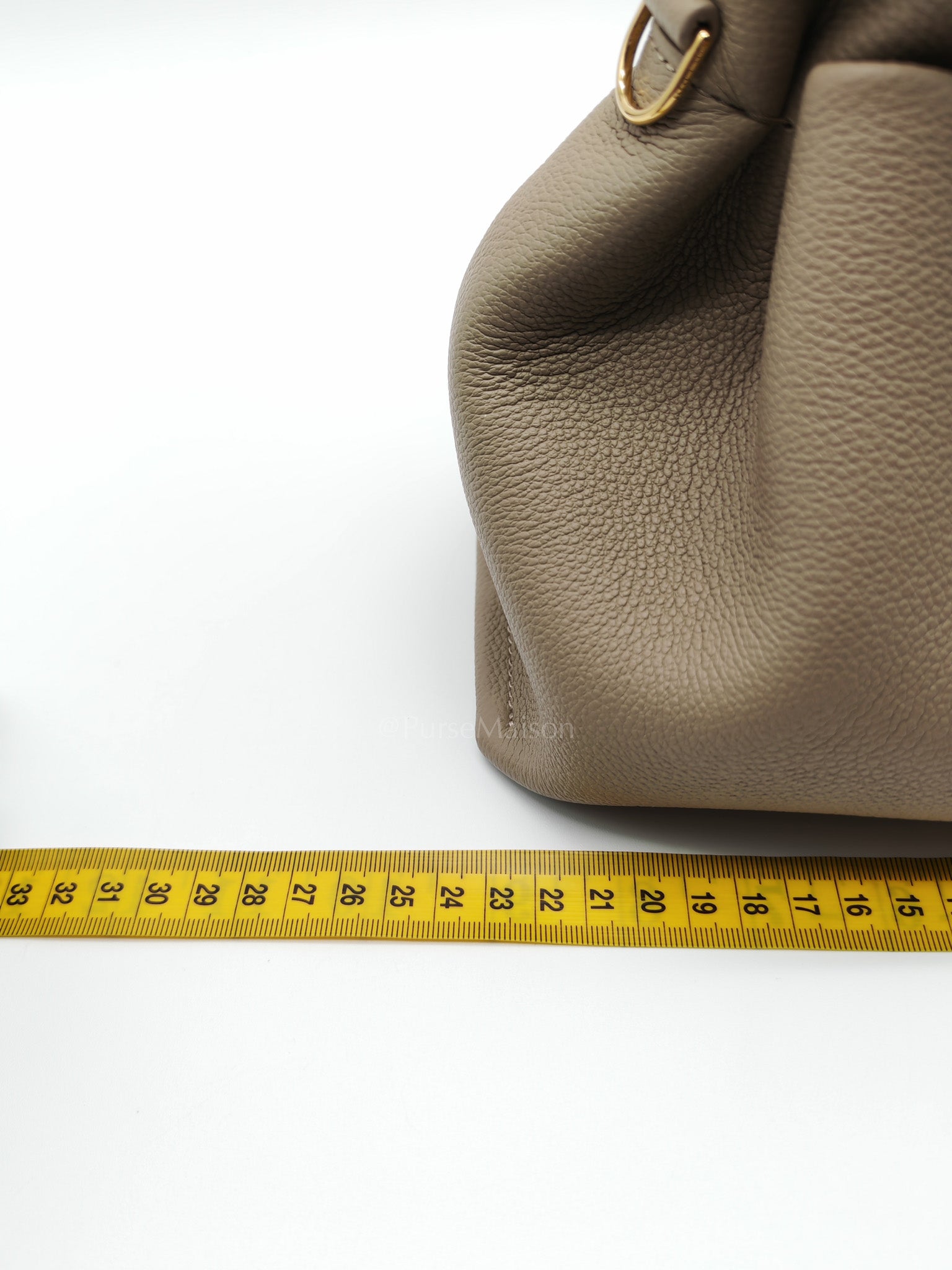 Numero Neuf Mini Bag in Taupe Grained Calfskin Leather & Light Gold Hardware | Purse Maison Luxury Bags Shop