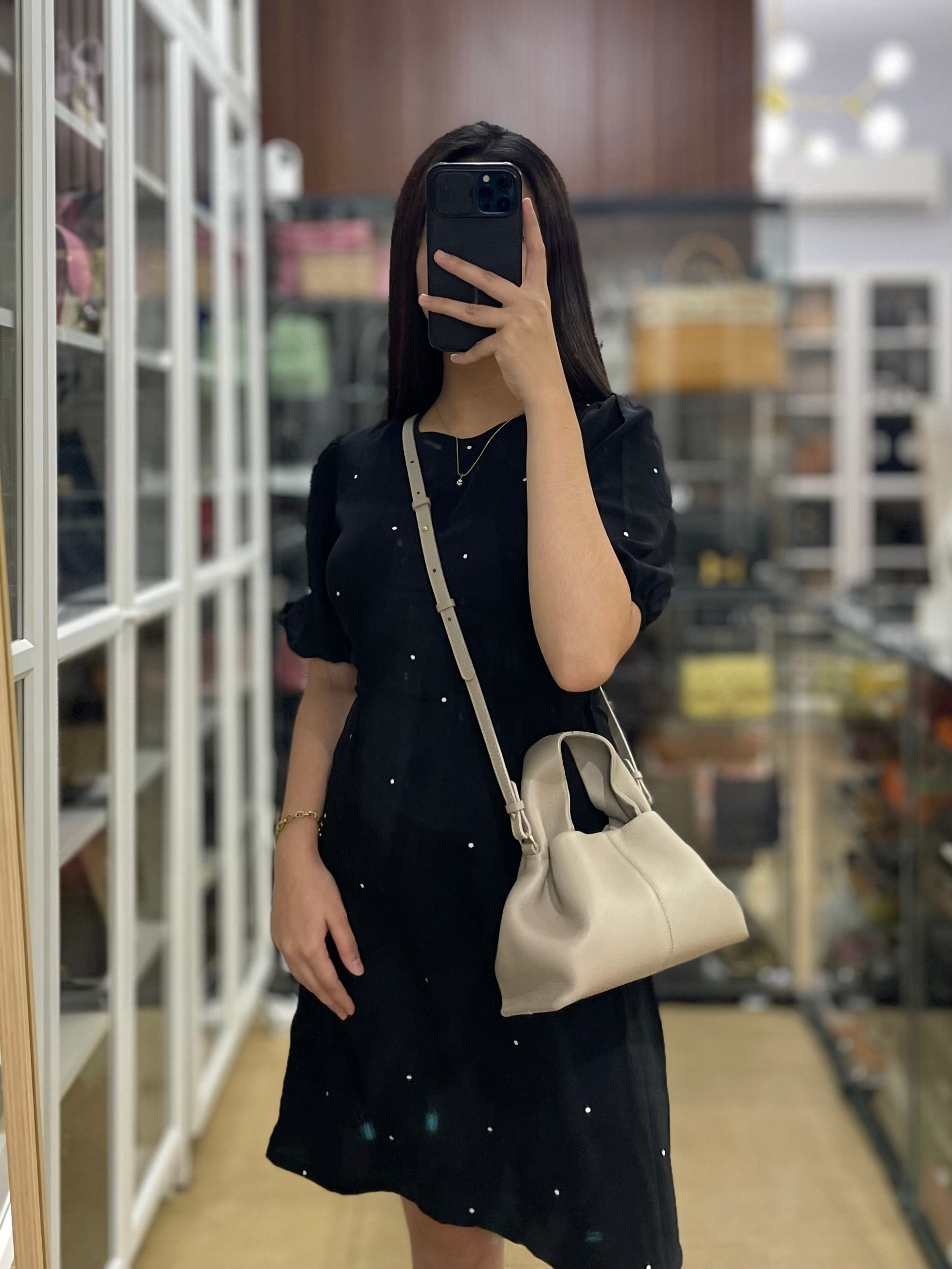 Numero Neuf Mini Bag in Taupe Grained Calfskin Leather & Light Gold Hardware | Purse Maison Luxury Bags Shop