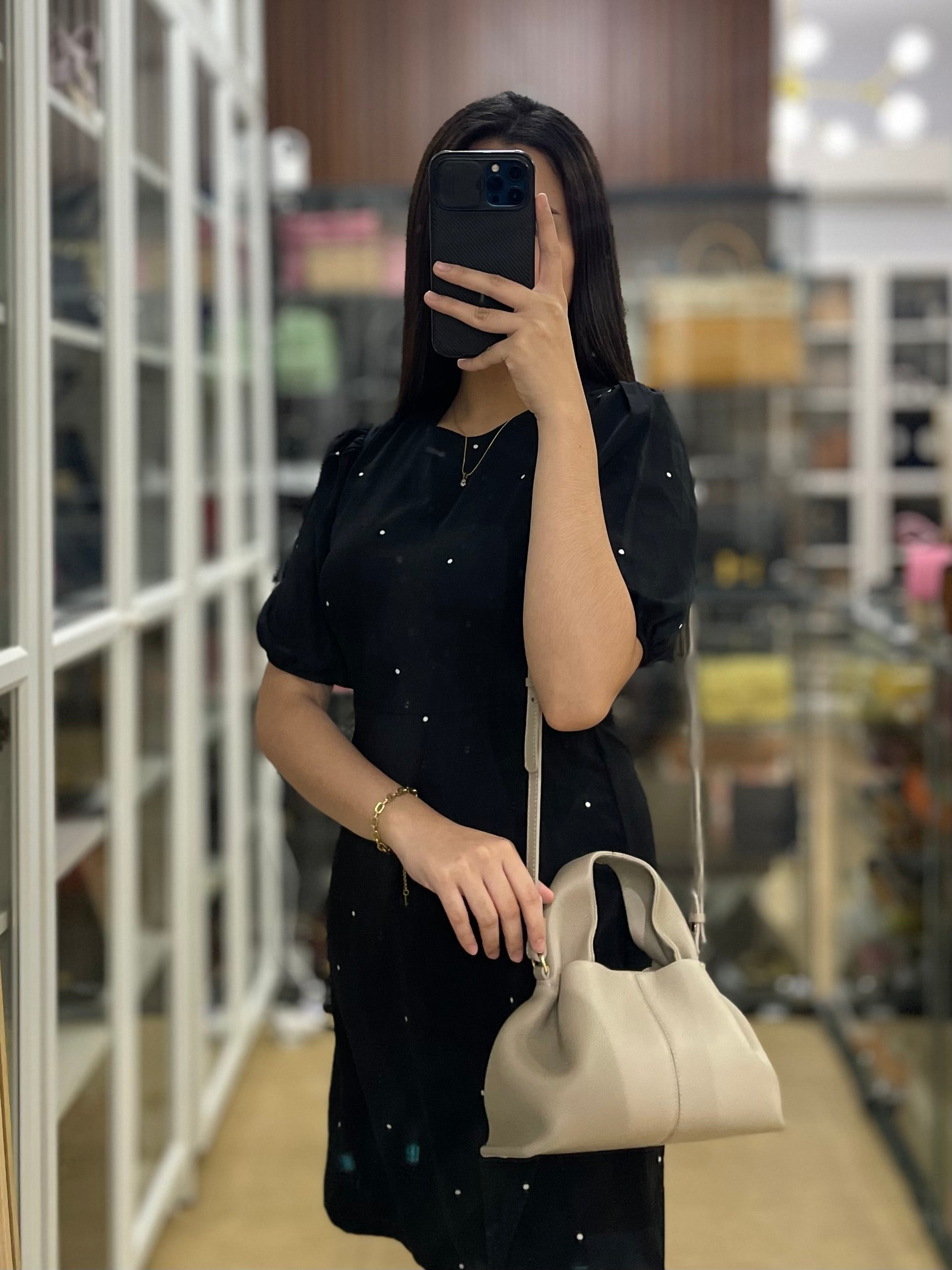 Numero Neuf Mini Bag in Taupe Grained Calfskin Leather & Light Gold Hardware | Purse Maison Luxury Bags Shop