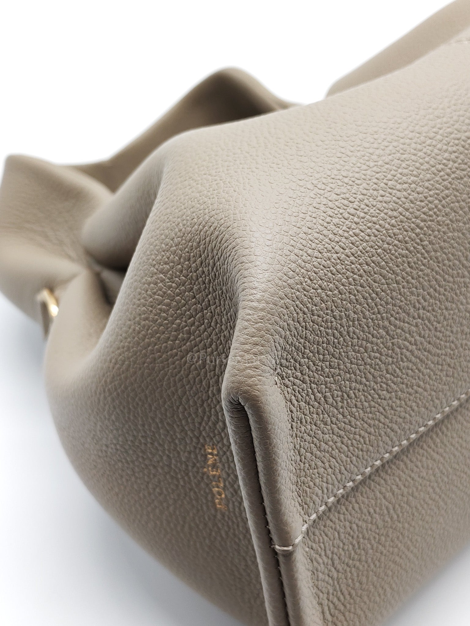 Numero Neuf Mini Bag in Taupe Grained Calfskin Leather & Light Gold Hardware | Purse Maison Luxury Bags Shop