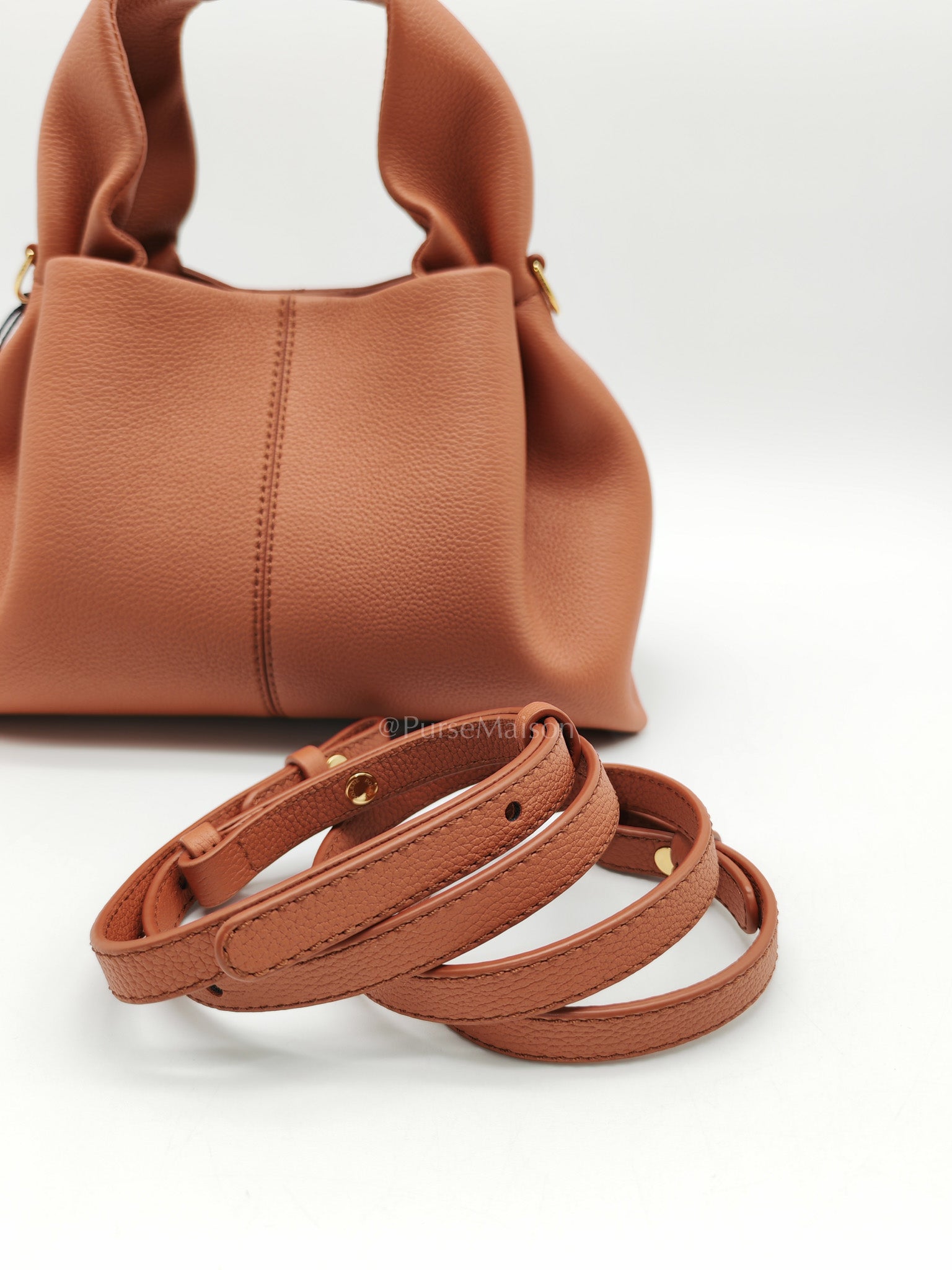 Polene Neuf Mini in Terracota Graine Leather | Purse Maison Luxury Bags Shop