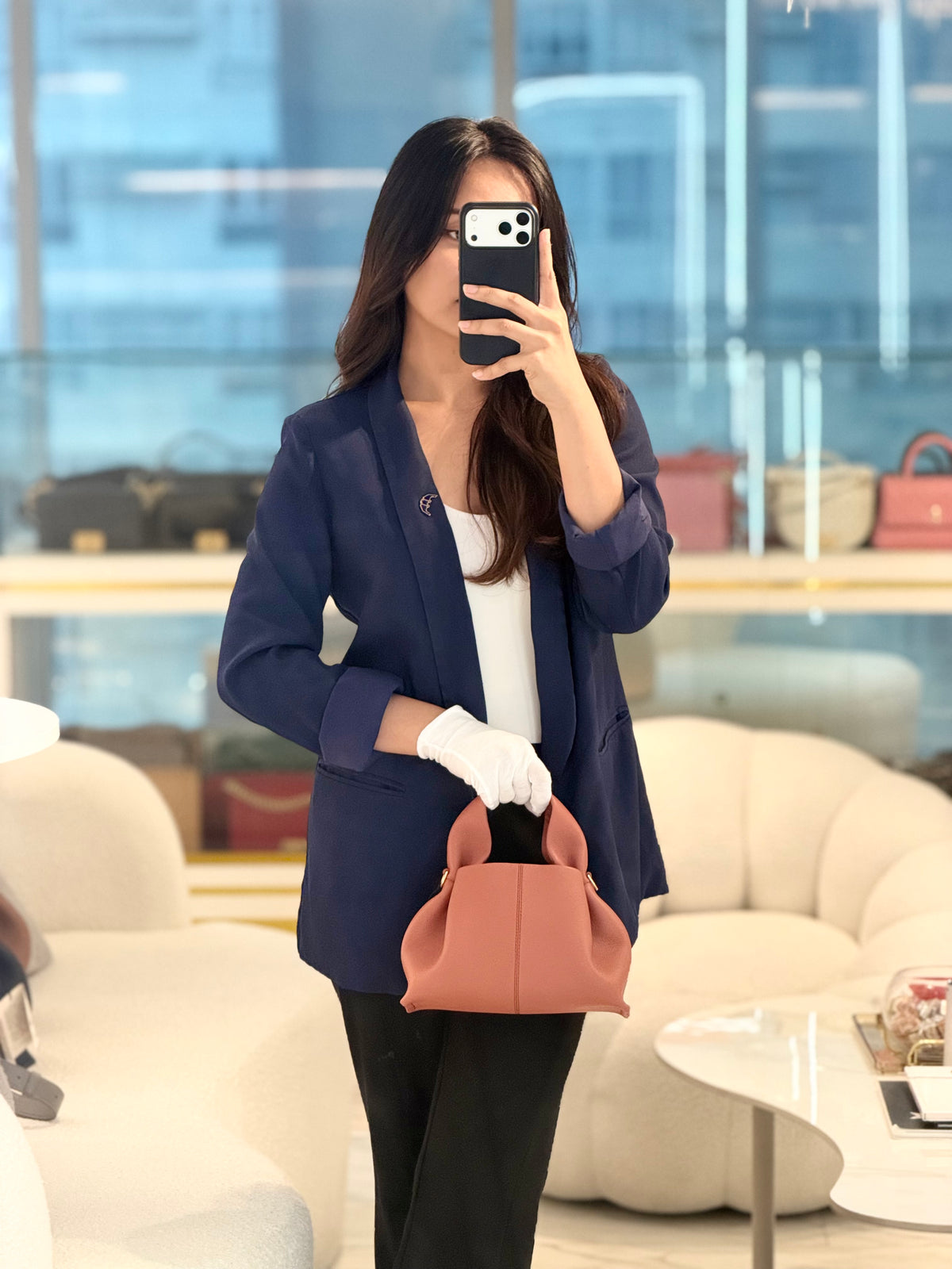 Polene Numéro Neuf Mini in Terracota Graine Leather | Purse Maison Luxury Bags Shop