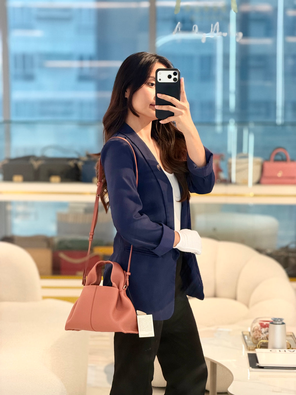 Polene Numéro Neuf Mini in Terracota Graine Leather | Purse Maison Luxury Bags Shop