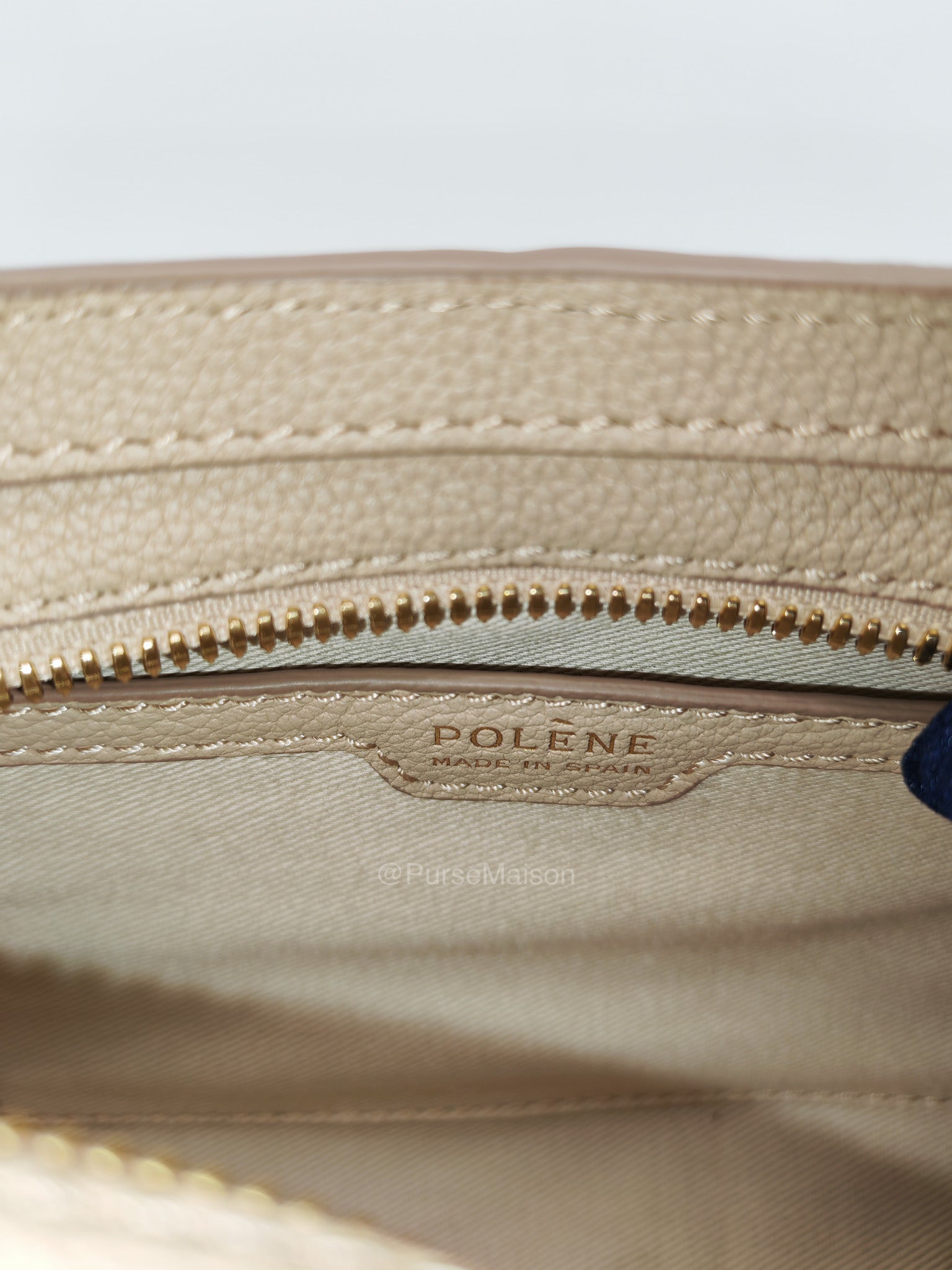 Polene Neuf East-West in Sand Graine leather | Purse Maison Luxury Bags Shop