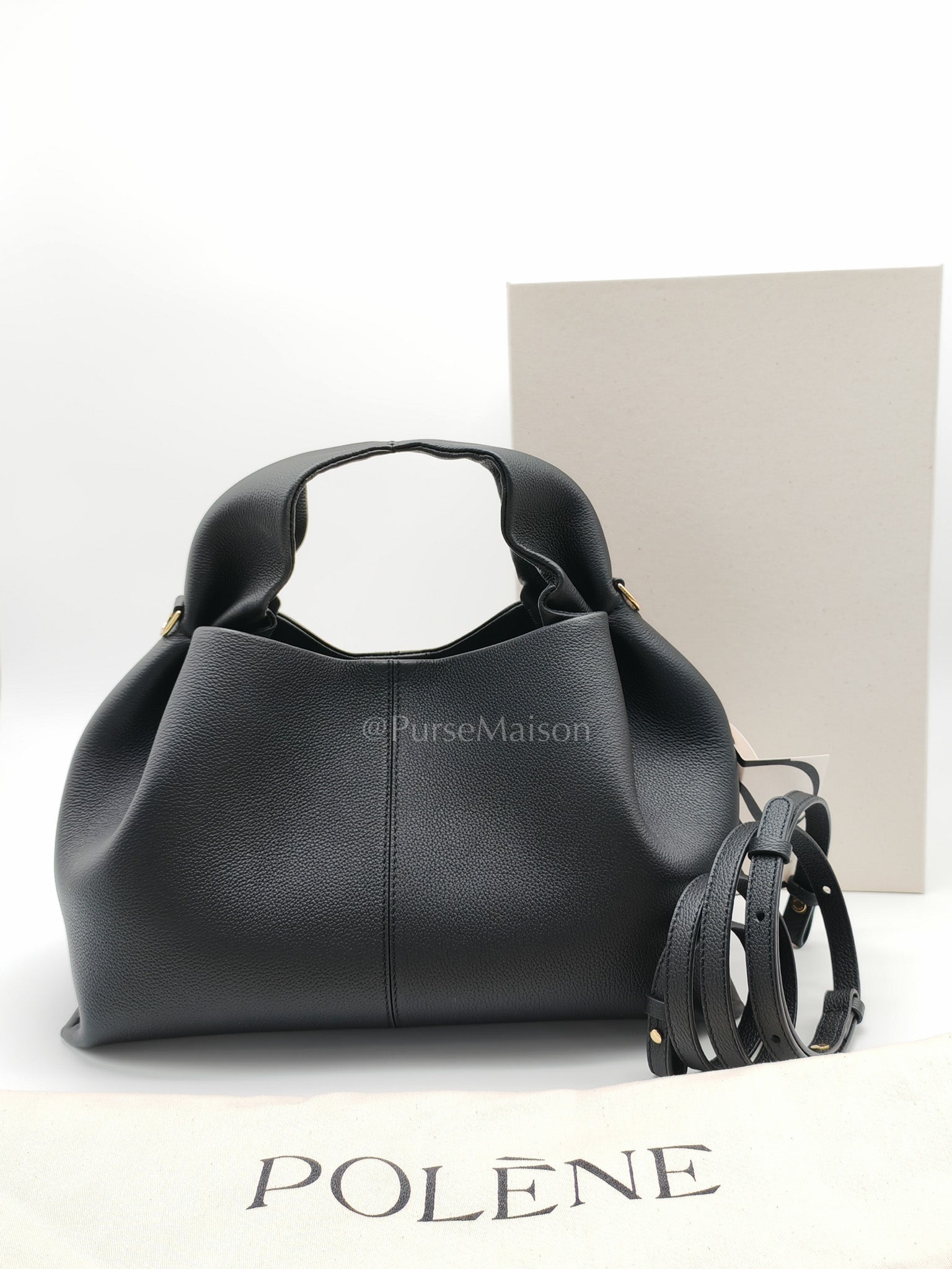 Neuf in Black Graine Leather Shoulder Bag