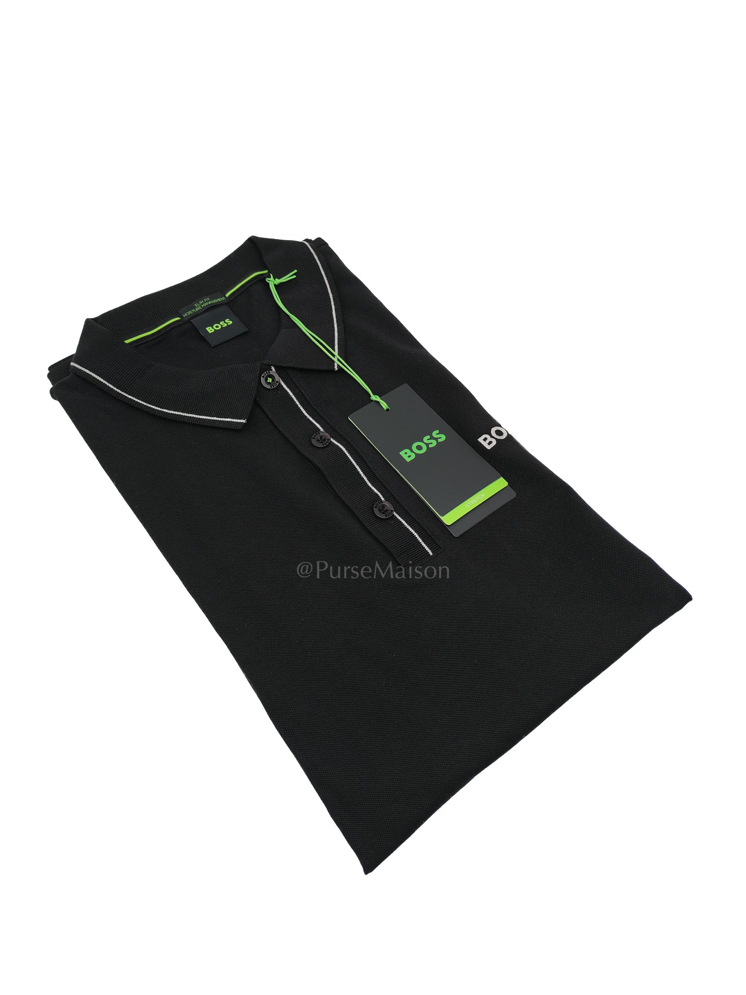 Slim Fit Polo Shirt for Men Black Size XL