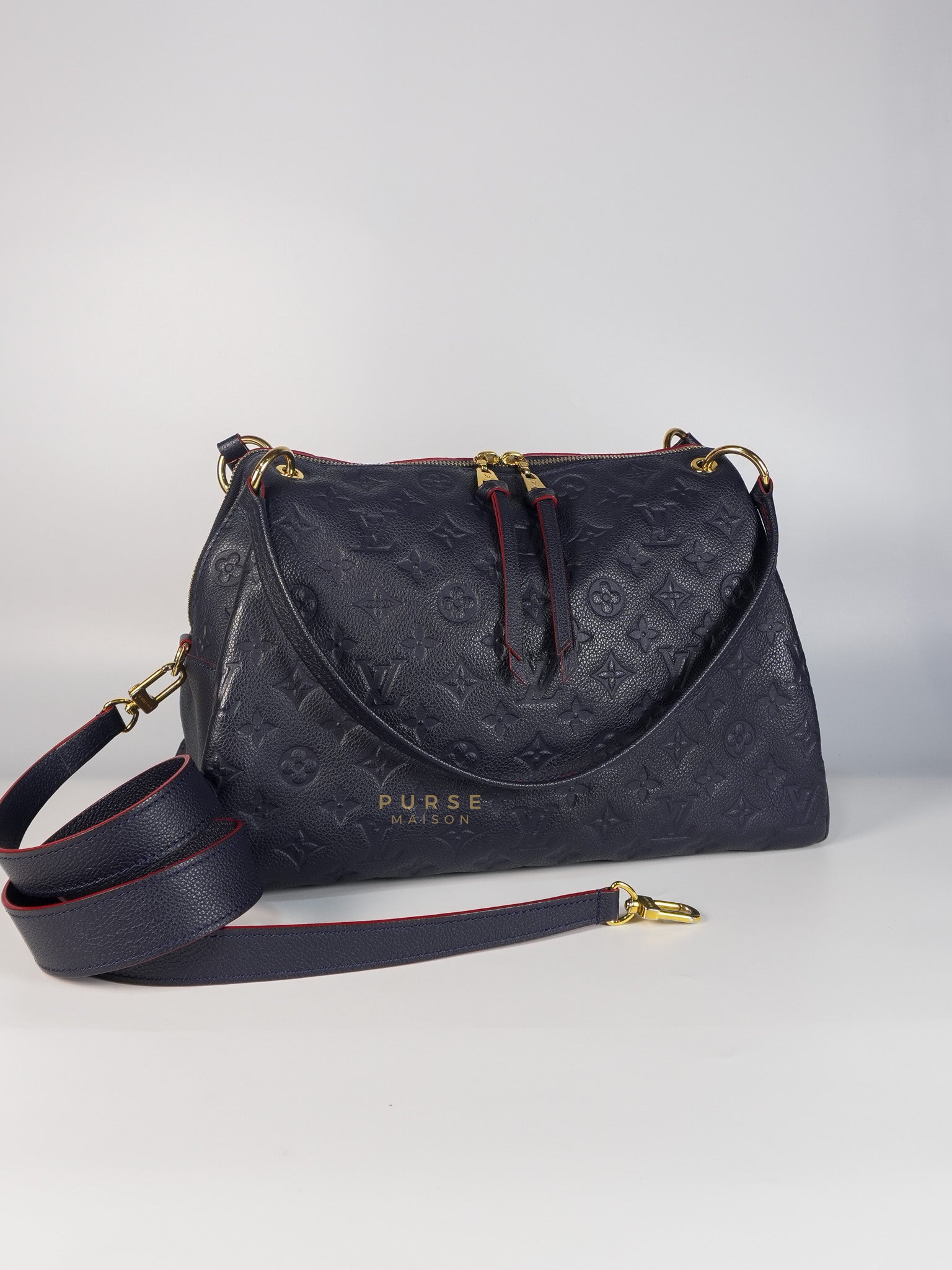 Ponthieu Monogram Empreinte Leather PM Bag in Marine Rouge (Date Code: DU4187) | Purse Maison Luxury Bags Shop