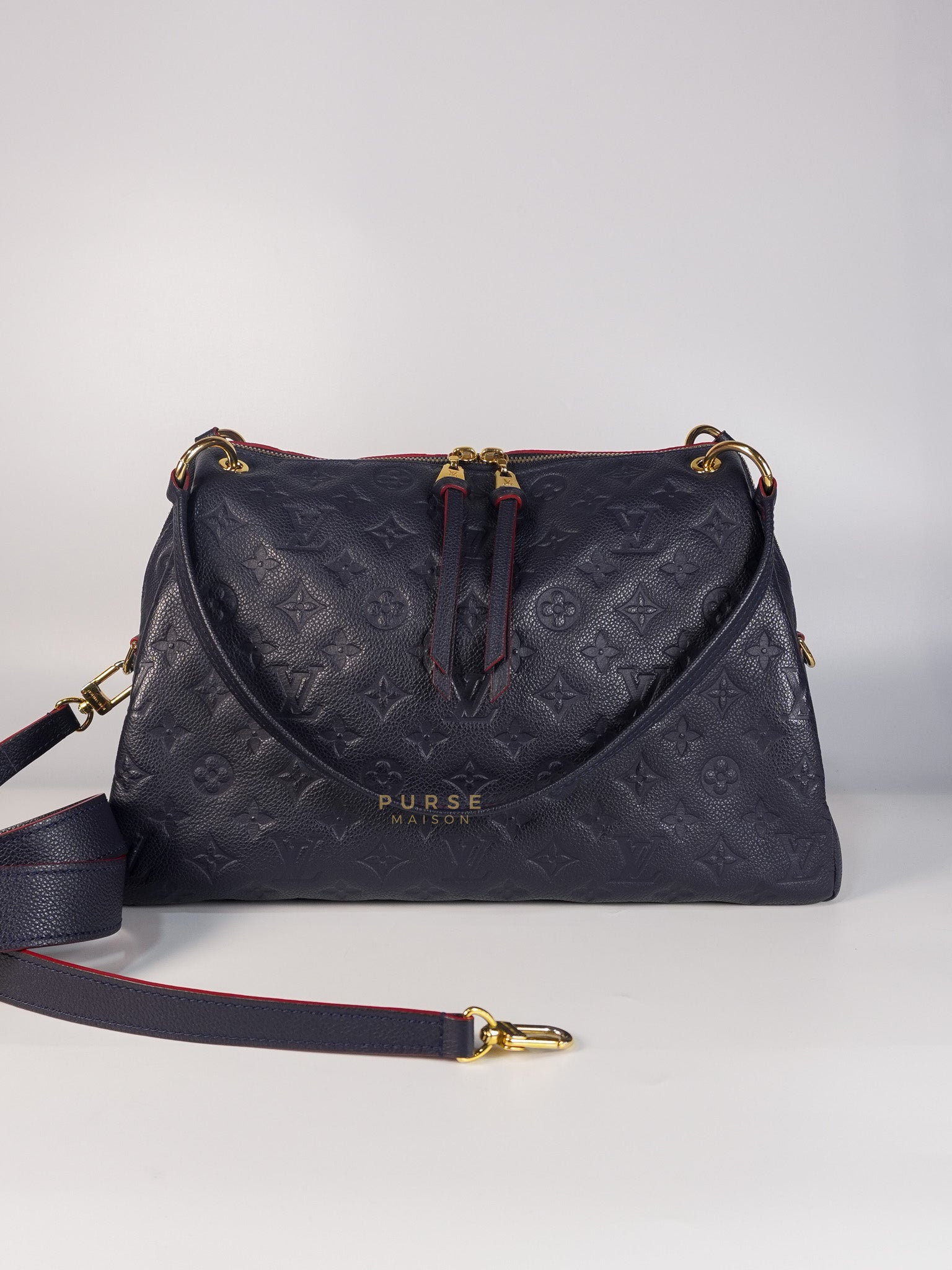 Ponthieu Monogram Empreinte Leather PM Bag in Marine Rouge (Date Code: DU4187) | Purse Maison Luxury Bags Shop