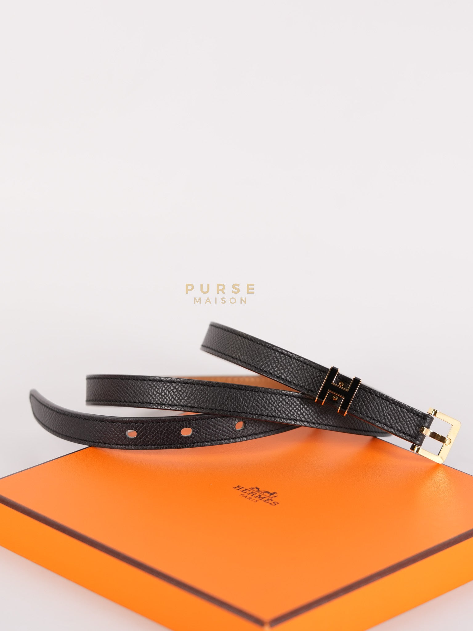 Pop H 15 Belt in Nior/Gold Epsom Leather Size 80 Stamp B(2023) | Purse Maison Luxury Bags Shop