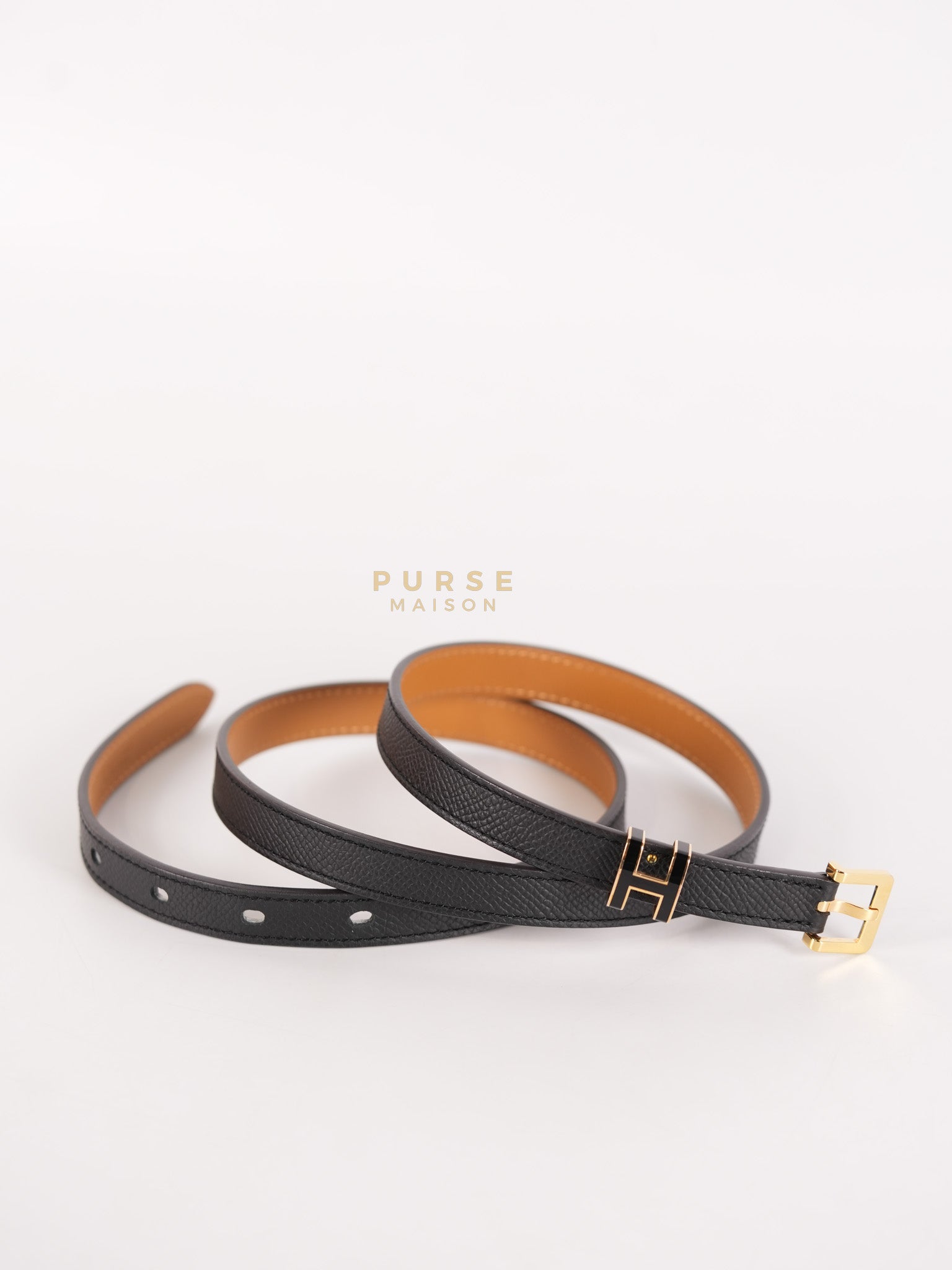 Pop H 15 Belt in Nior/Gold Epsom Leather Size 80 Stamp B(2023) | Purse Maison Luxury Bags Shop