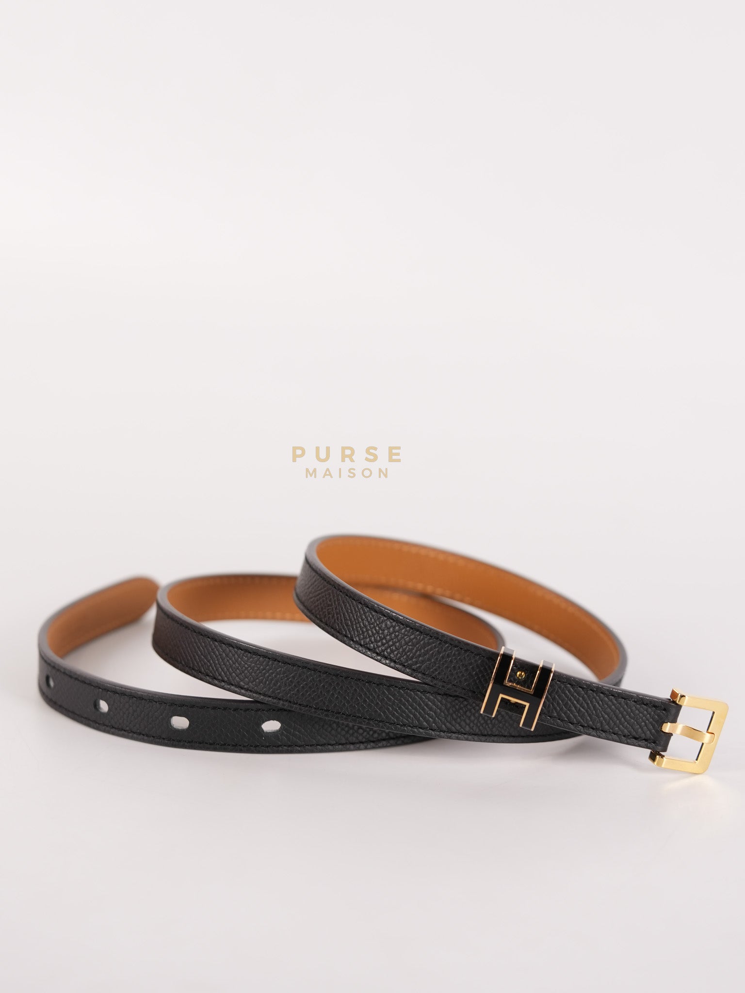 Pop H 15 Belt in Nior/Gold Epsom Leather Size 80 Stamp B(2023) | Purse Maison Luxury Bags Shop