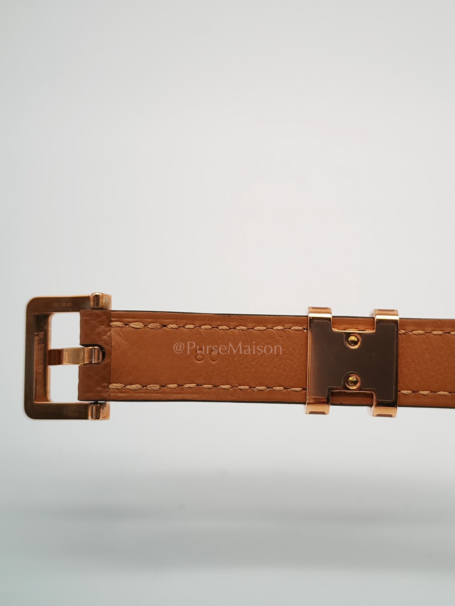 Pop H Belt in Gold Epsom Leather and Rose Gold Hardware Size 80 Stamp U (2022) | Purse Maison Luxury Bags Shop