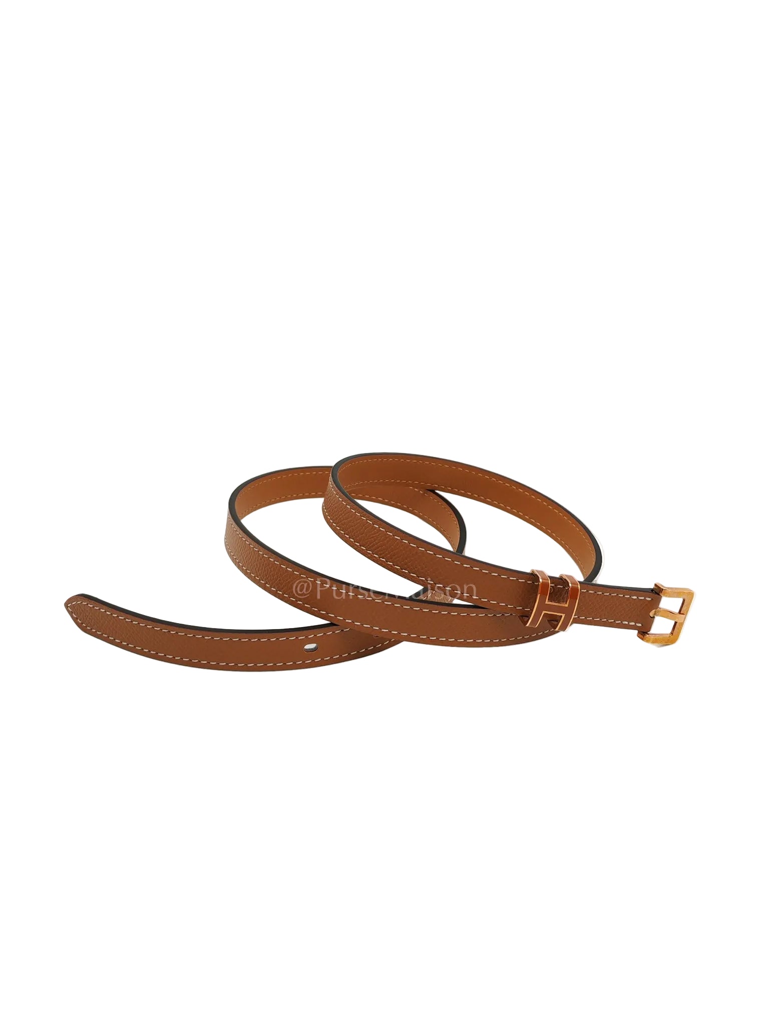 Pop H Belt in Gold Epsom Leather and Rose Gold Hardware Size 80 Stamp U (2022) | Purse Maison Luxury Bags Shop