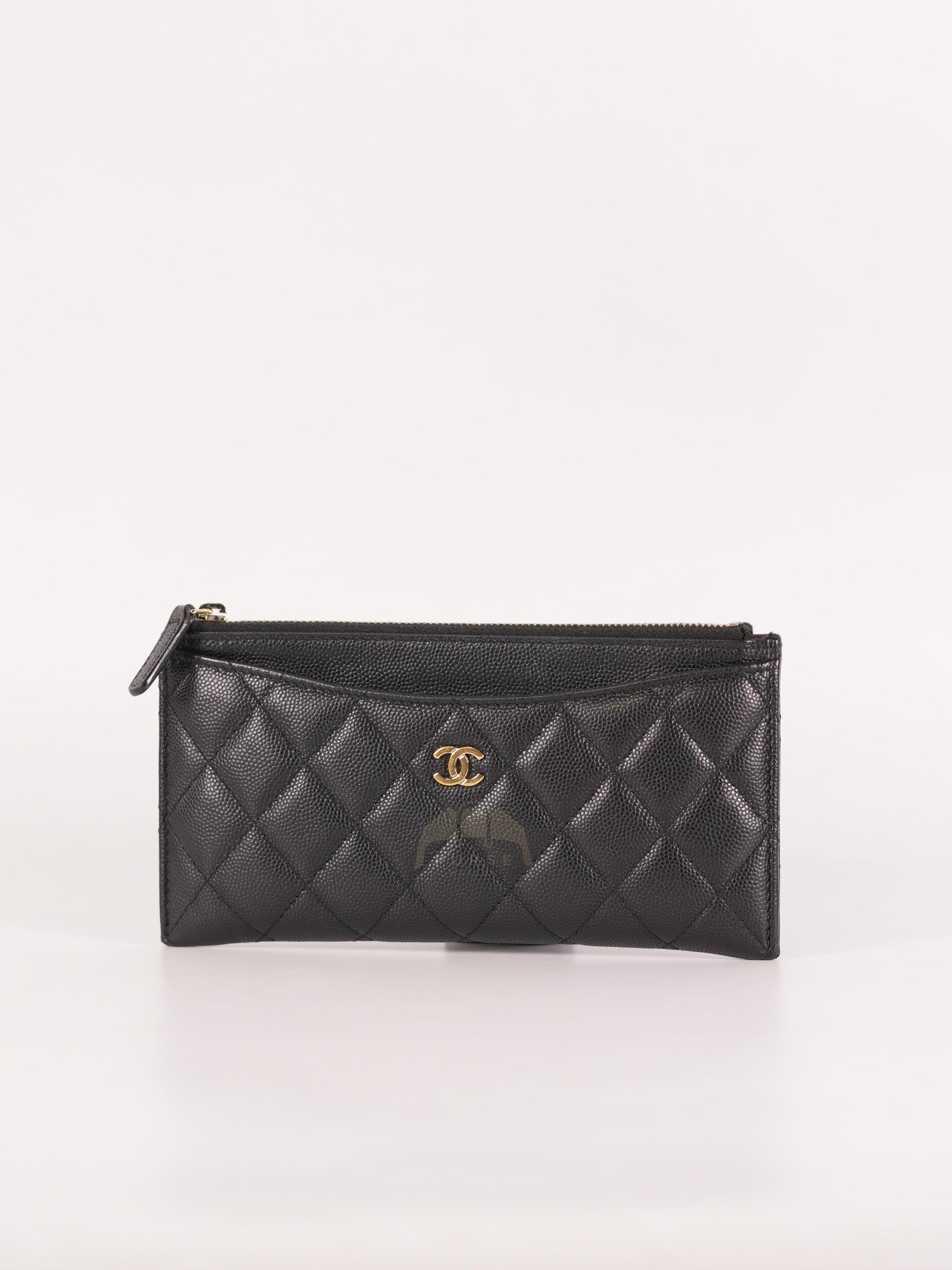 Zip Pouch Wallet in Black Caviar Leather Gold Hardware (Series 28)
