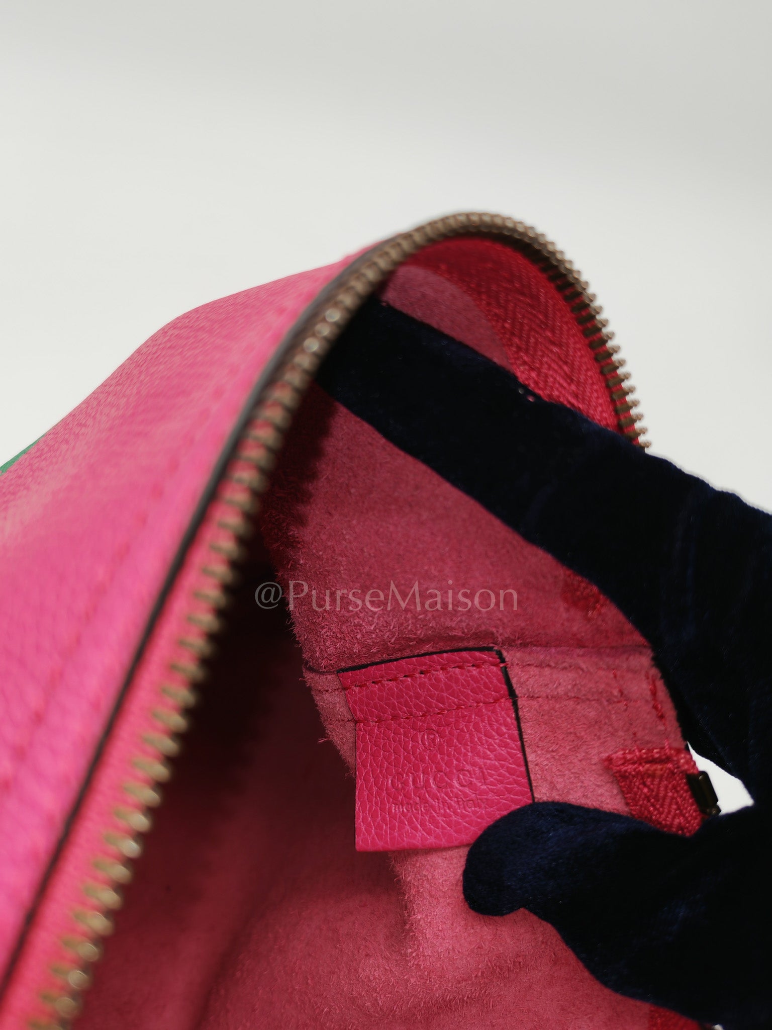 Porfolio Clutch in Pink Gucci Print Prominent Green Logo | Purse Maison Luxury Bags Shop