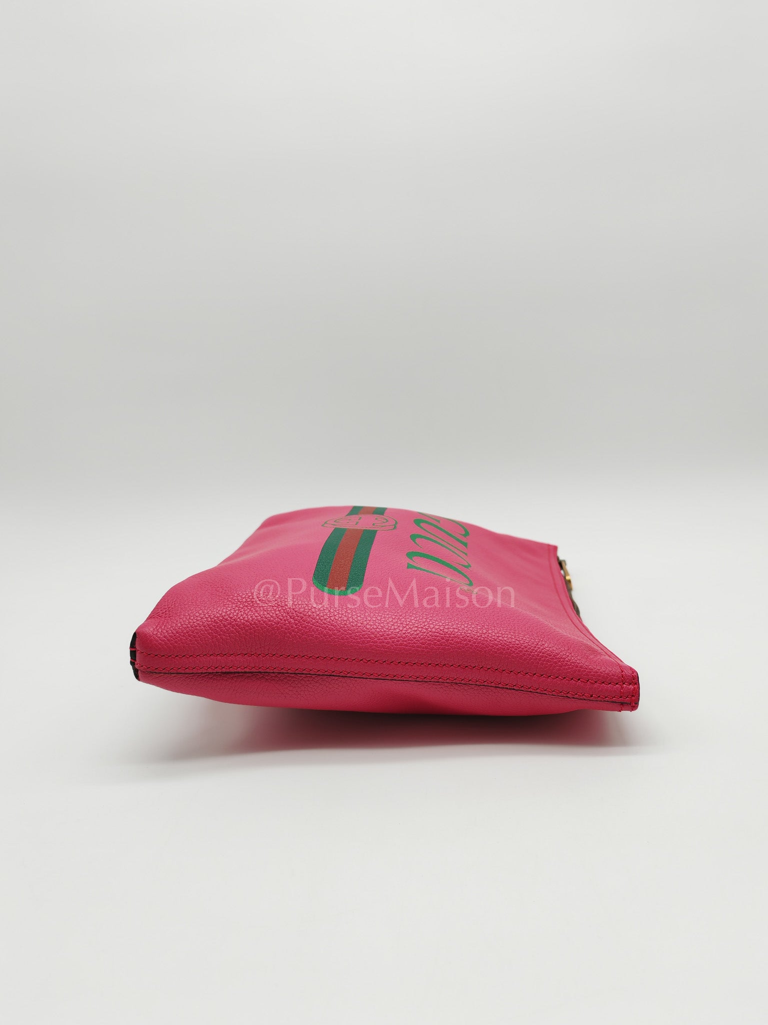 Porfolio Clutch in Pink Gucci Print Prominent Green Logo | Purse Maison Luxury Bags Shop