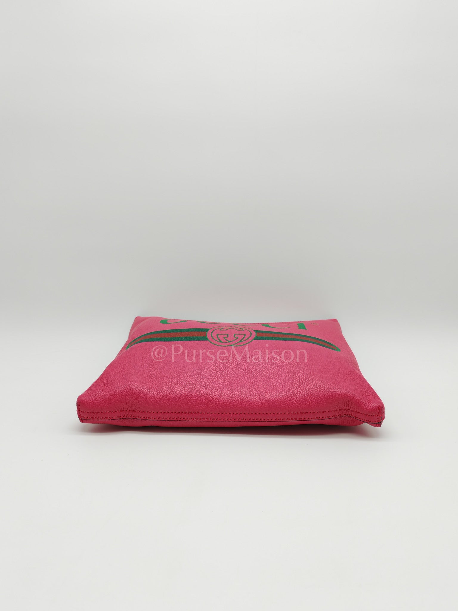 Porfolio Clutch in Pink Gucci Print Prominent Green Logo | Purse Maison Luxury Bags Shop