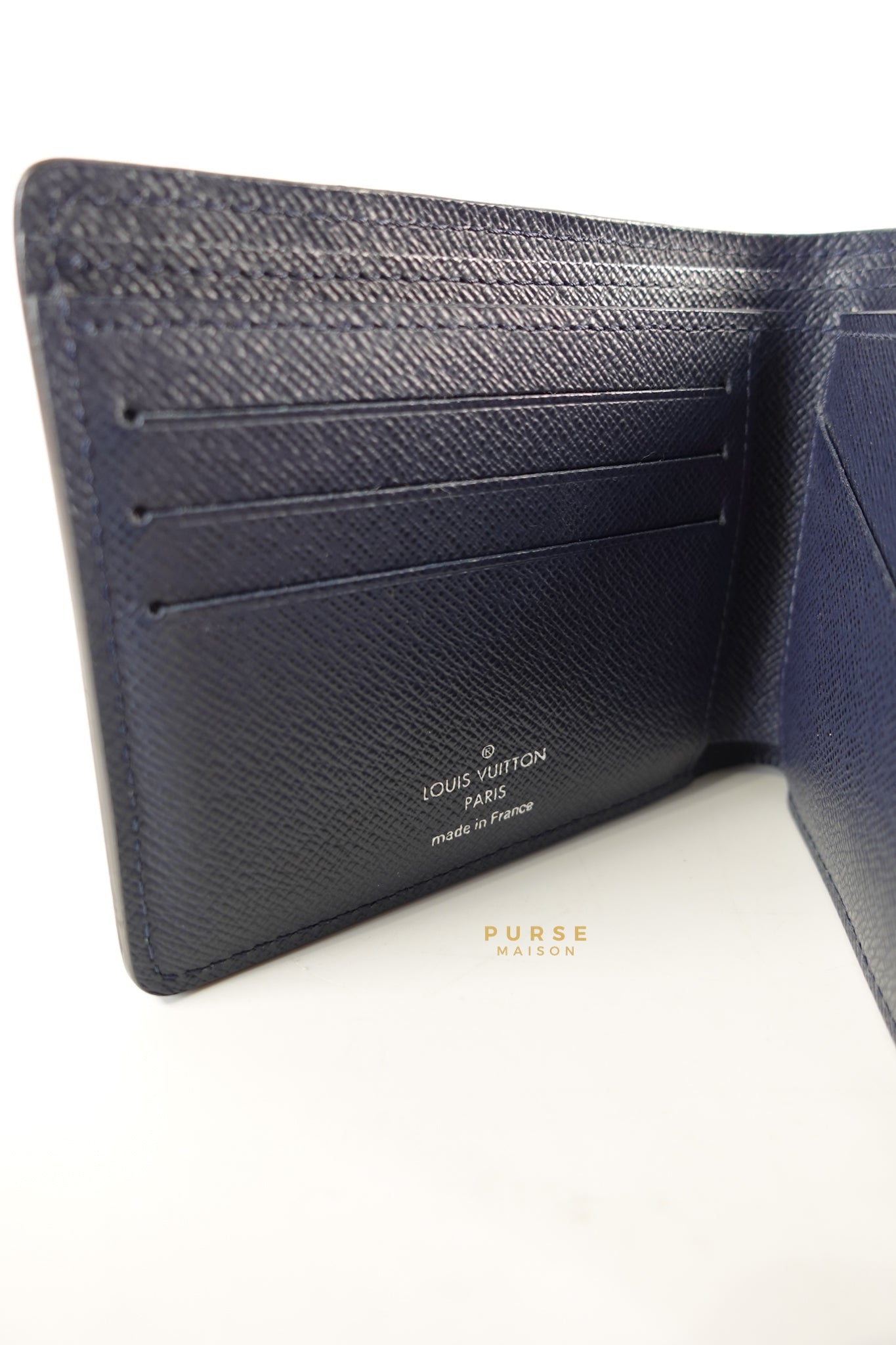 Portefeuille Multiple Bi-Fold Wallet in Bleu Epi Leather (Date code: CT2129) | Purse Maison Luxury Bags Shop