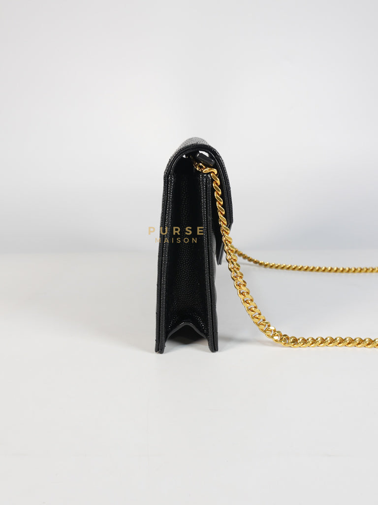 Portefeuille on Chain in Black Cassandre en Cuir Leather | Purse Maison Luxury Bags Shop