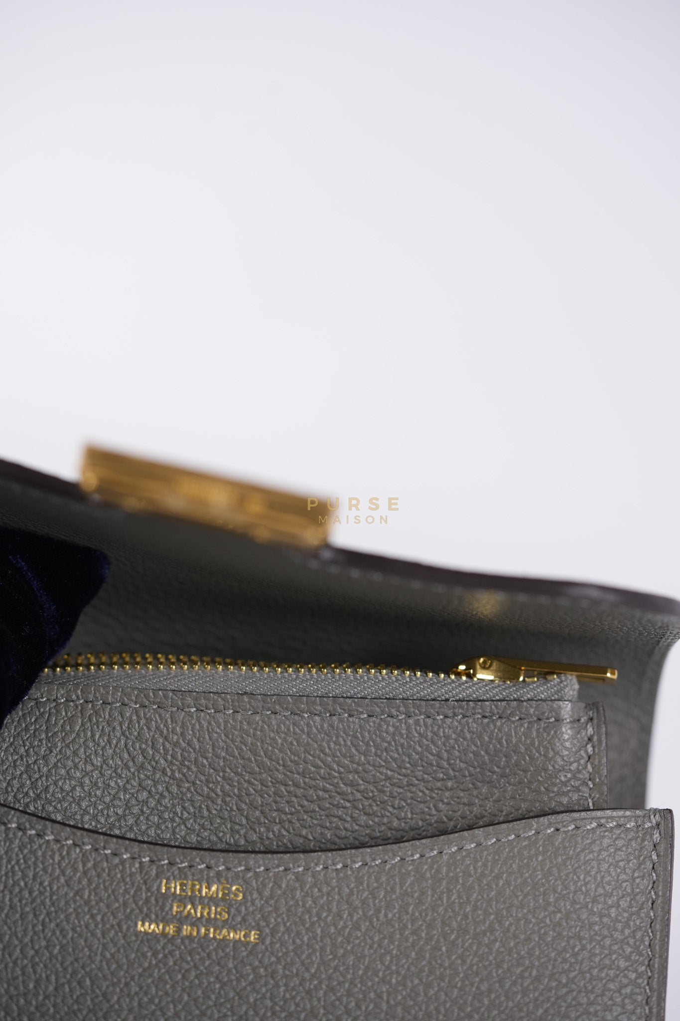 Constance Slim Wallet in Gris Meyer Evercolor Gold Hardware Stamp W(2024)