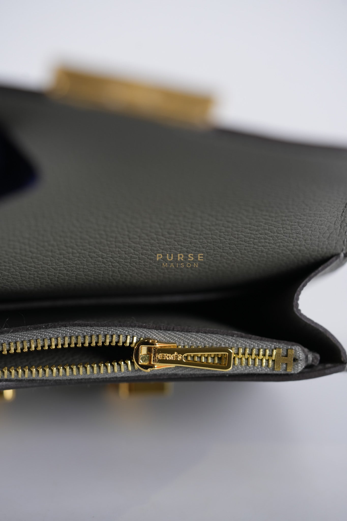 Constance Slim Wallet in Gris Meyer Evercolor Gold Hardware Stamp W(2024)