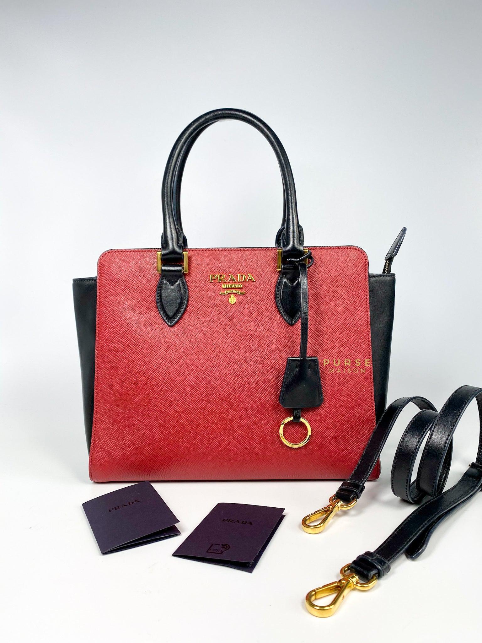 Pre-Owned Prada Red Saffiano Leather Tote Bag – AV Luxury