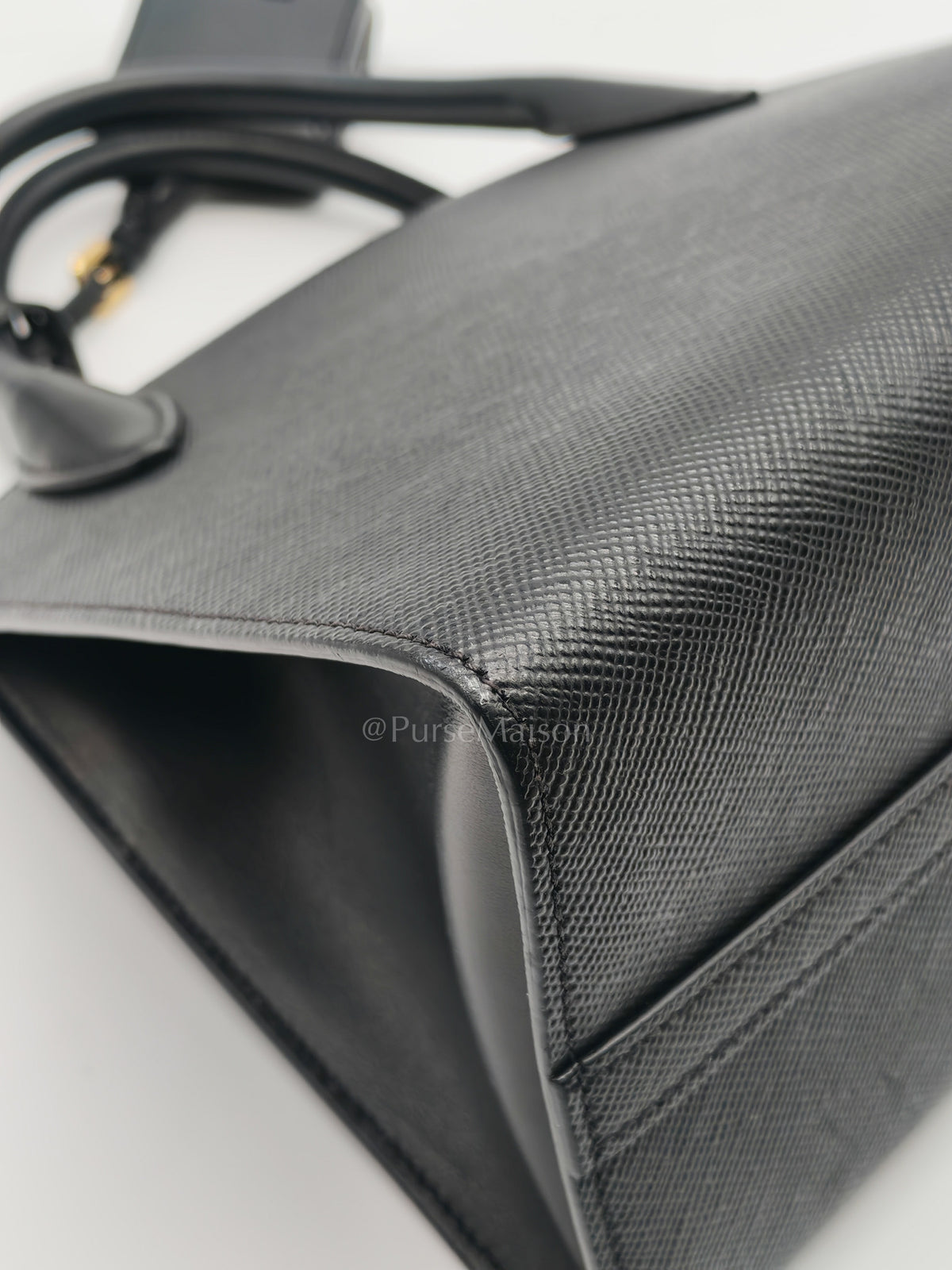 1BA156 Monochrome Bag Small in Black Saffiano Cuir Leater Gold Hardware | Purse Maison Luxury Bags Shop