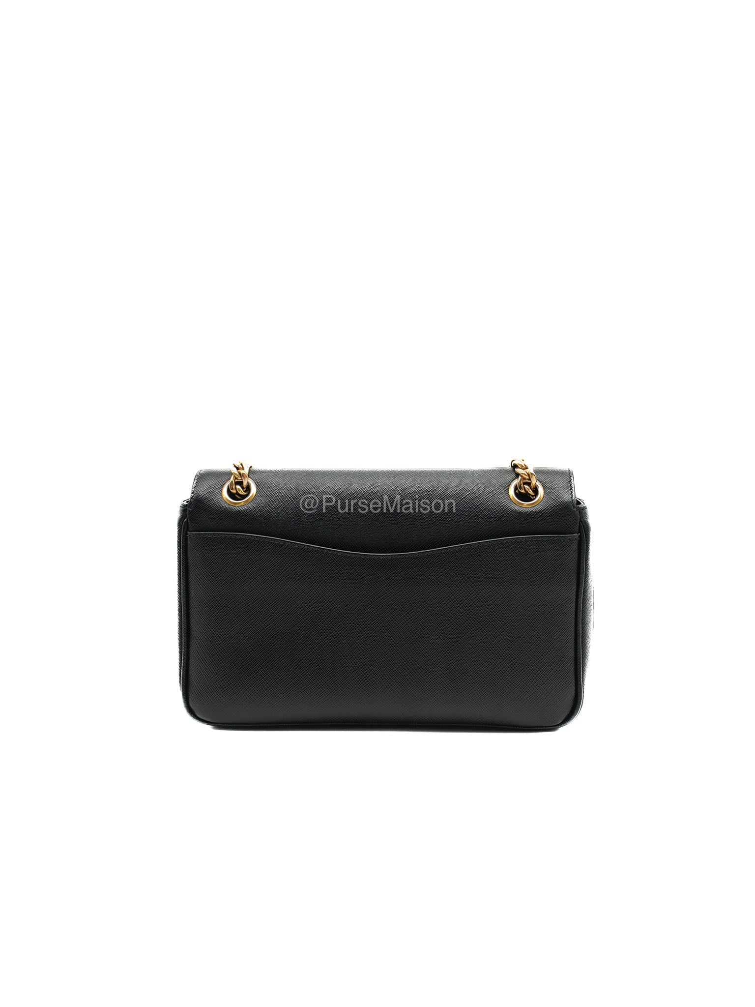 Prada 1BD193 Saffiano Black Pattina Flap Shoulder Bag | Purse Maison Luxury Bags Shop